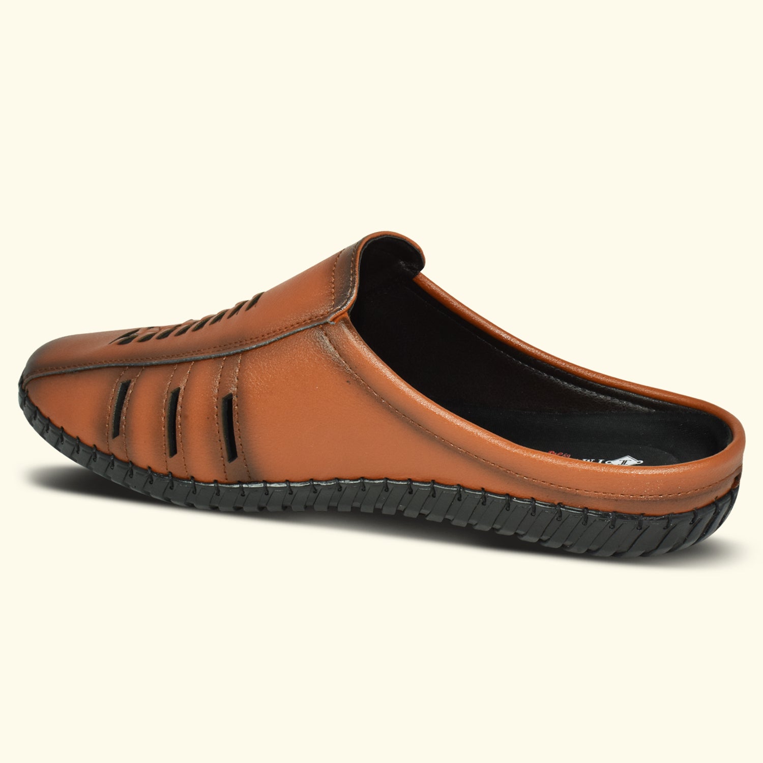 IMPERIO Men’s Tan Lightweight & Easy to Wear Cushioned Footbed Laser Cut Open Back Mules EG3038