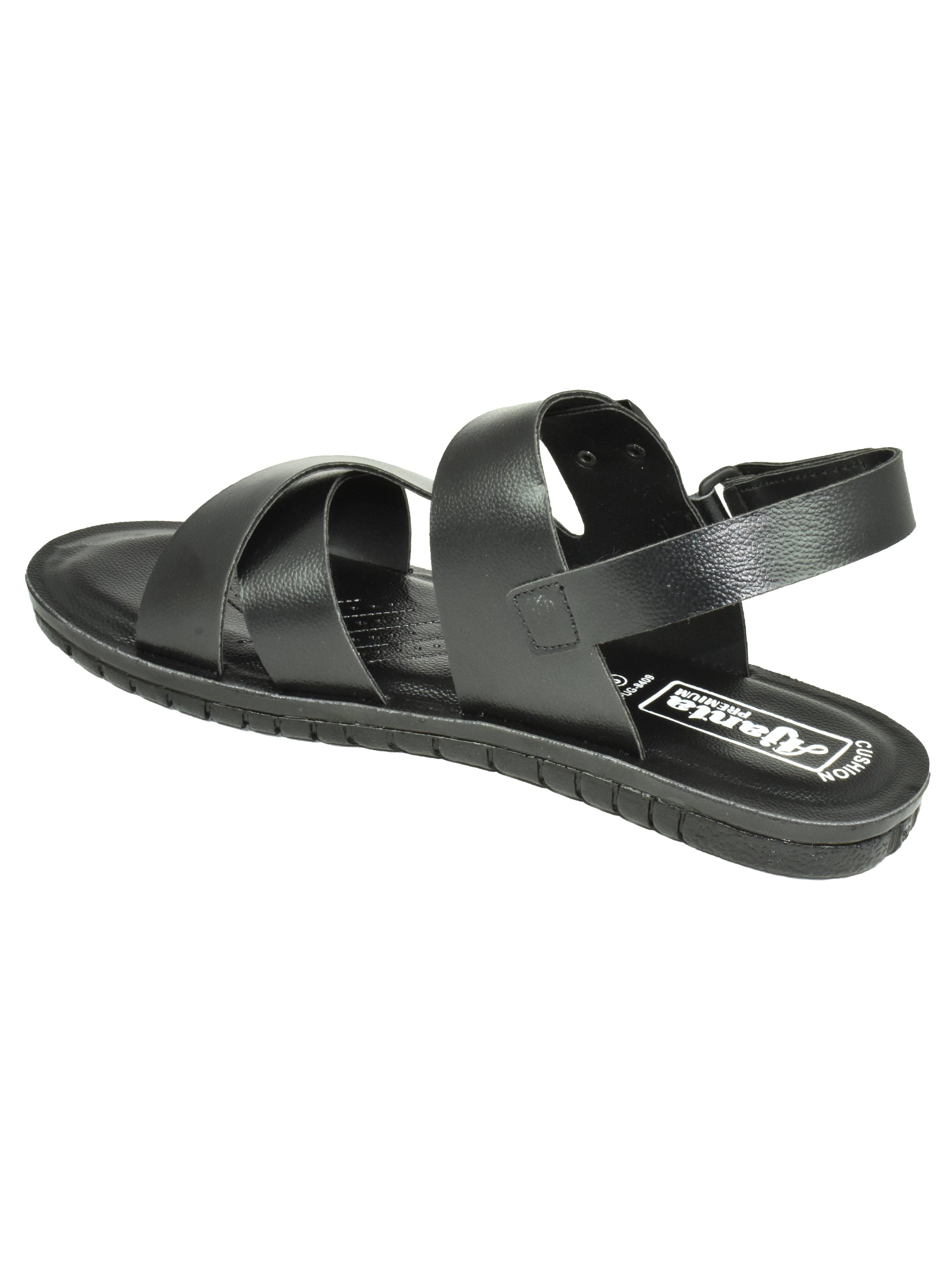 Ajanta Men’s Black Cross-Strap Sandal with Adjustable Buckle & Anti-Slip Sole