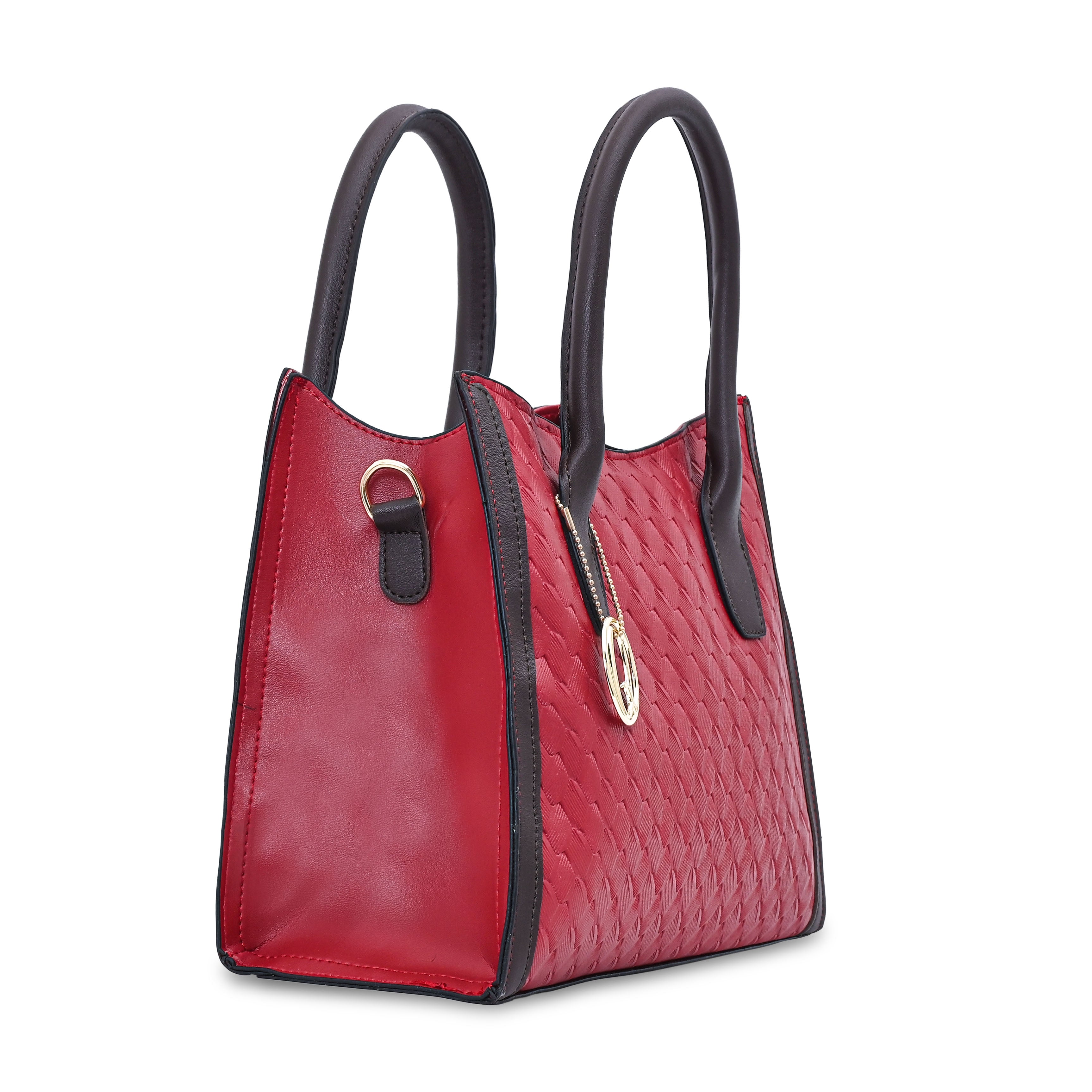 QIARRA Red Luxe Textured Synthetic Rexin Shoulder Bag with Detachable Strap VB8050