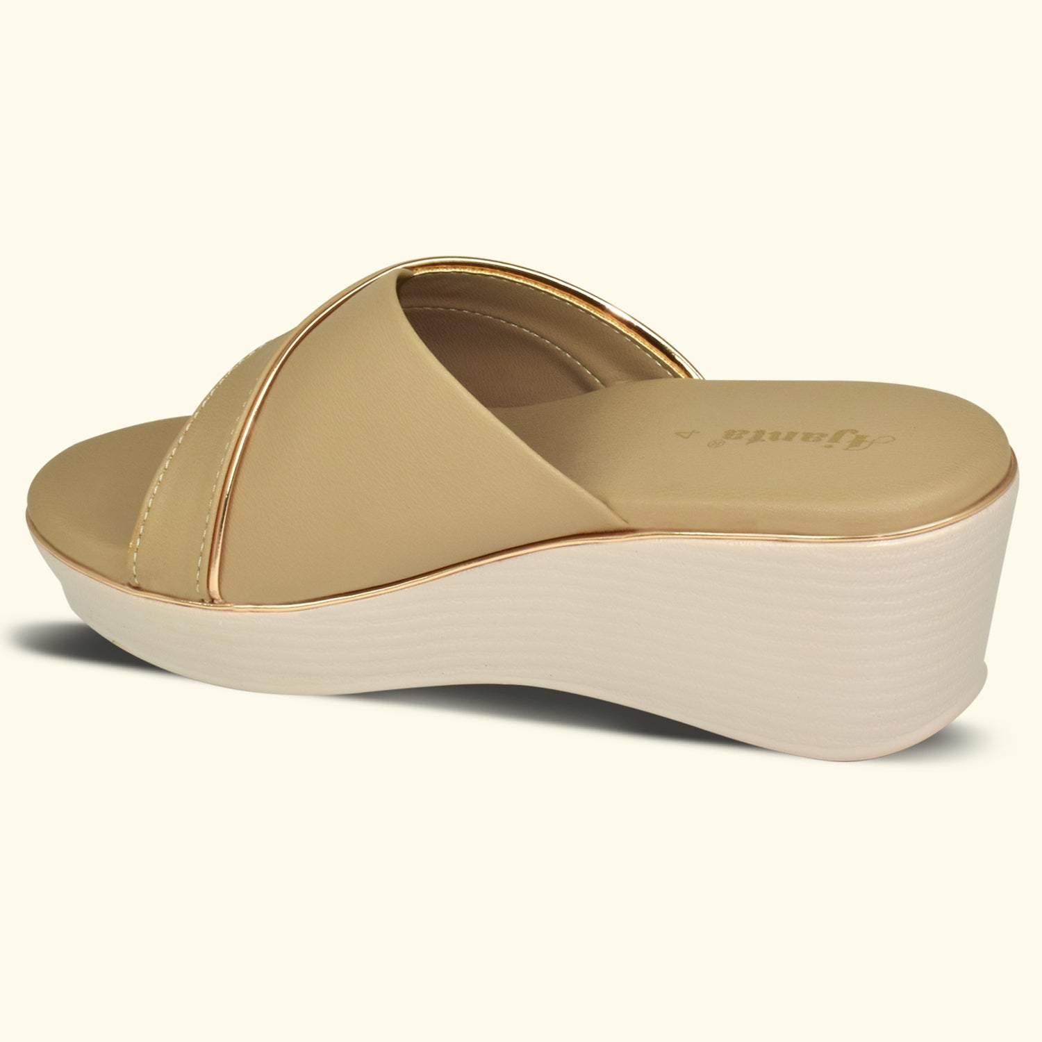 AJANTA Women's Open Toe Wedges Sandals with Cross Strap – Comfortable Daily Wear ML0904