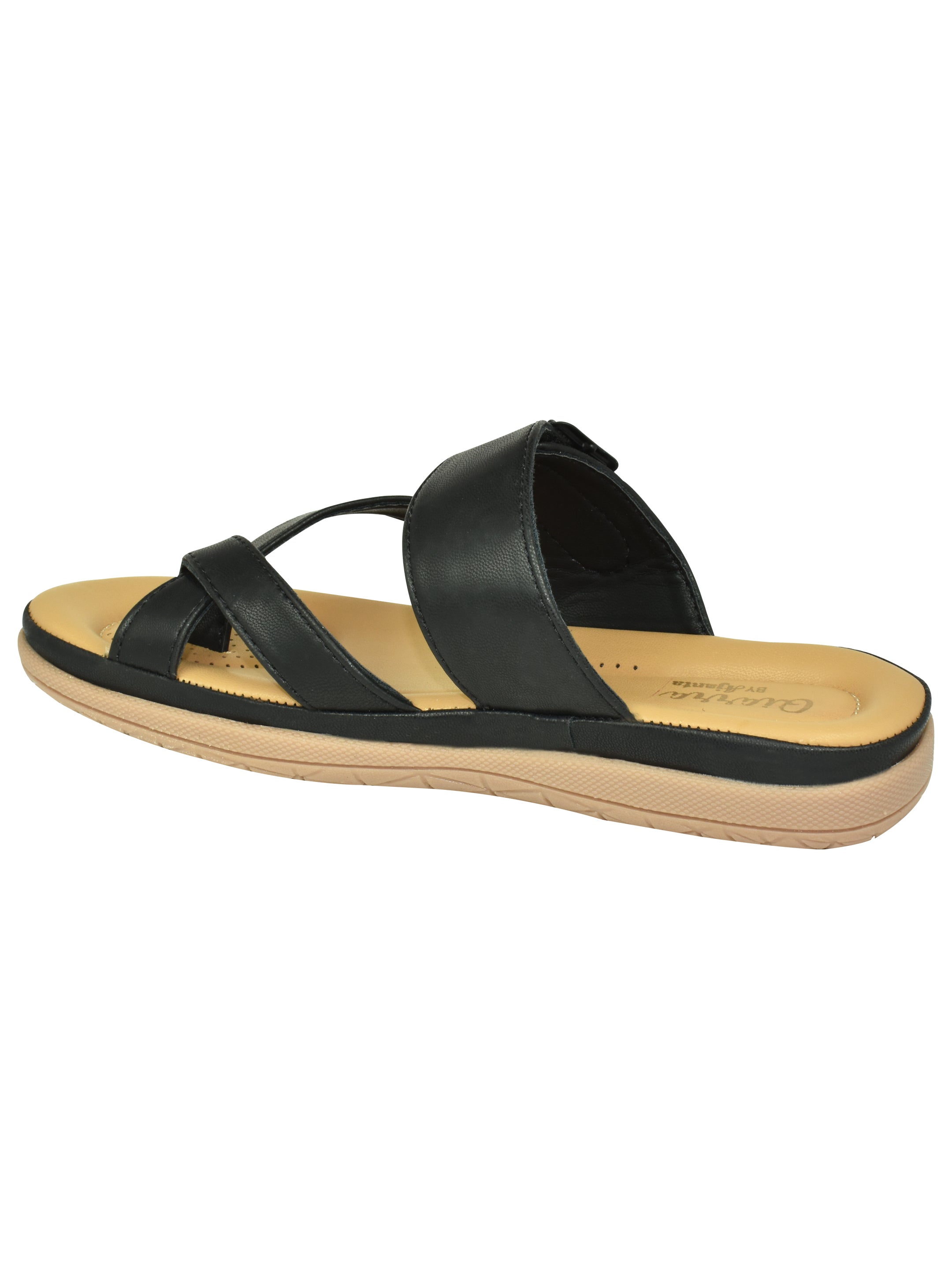 QIARRA by Ajanta Women’s One-Toe Flat Slip-On Sandal with Buckle Lock