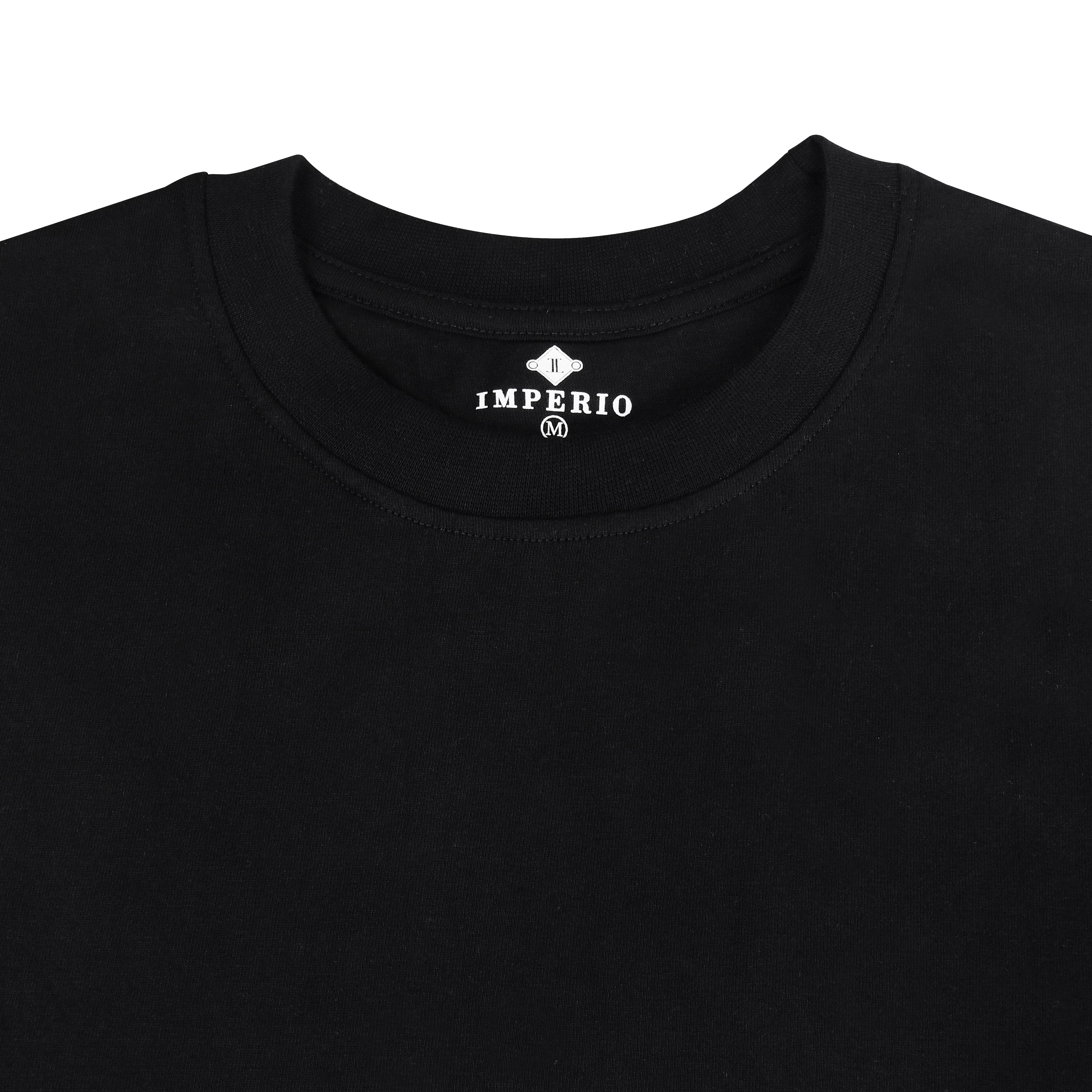 IMPERIO Men Black Solid Round Neck T-Shirt | Pure Cotton, Casual Fit RN5015
