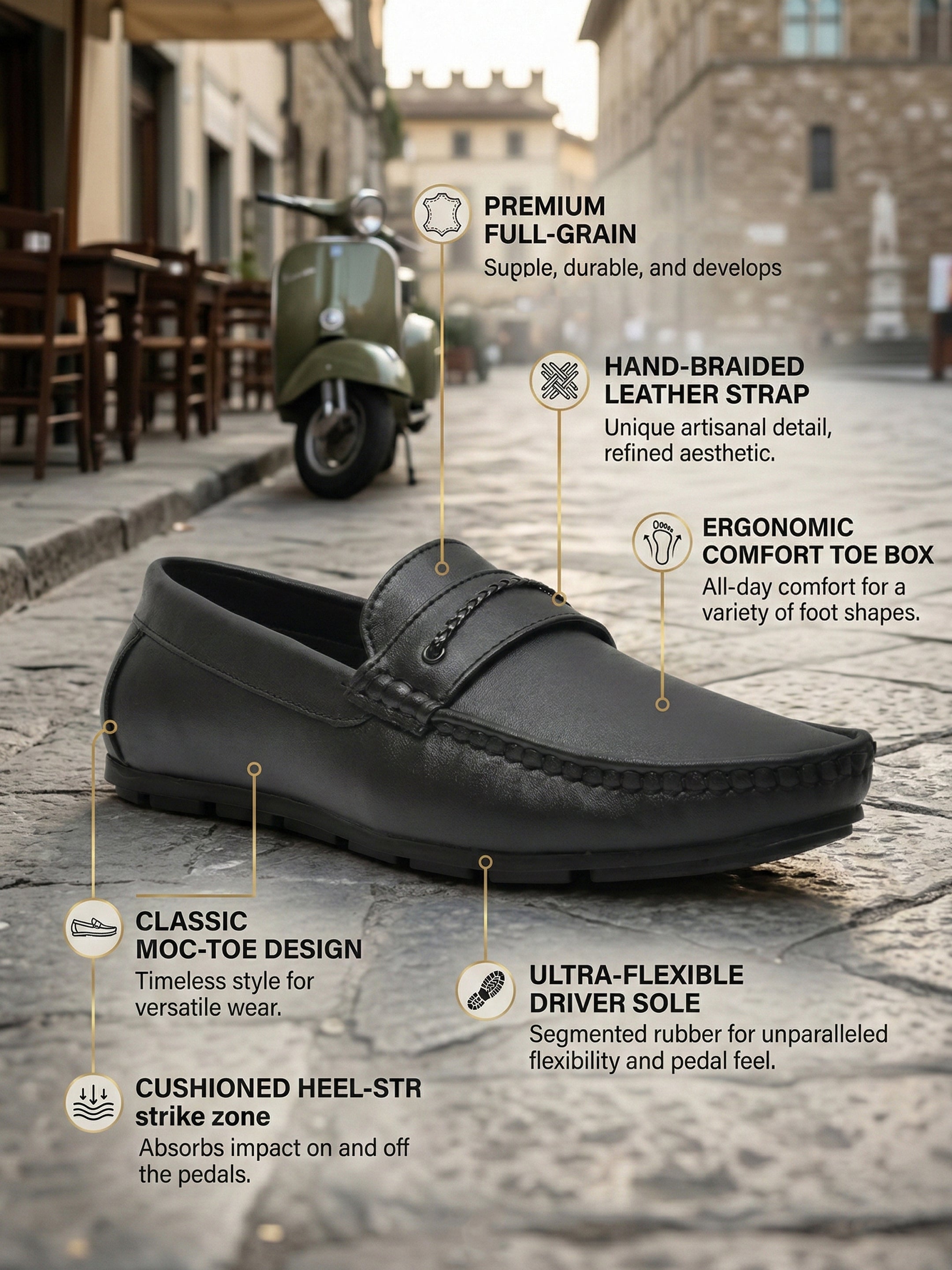 Ajanta Men’s Slip-On Cushioned Loafers