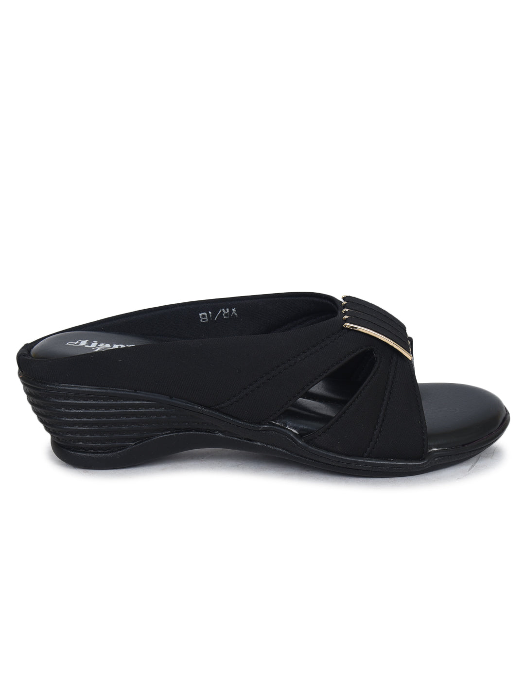 Ajanta Women's Black Sandals | PVC Sole & Lycra Upper for Flexible Comfort | Sandal BL1217