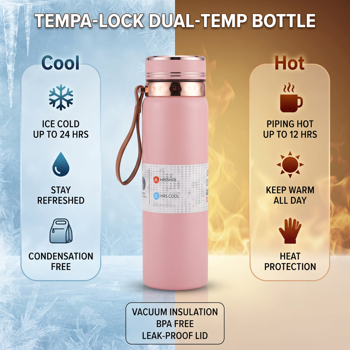 AJANTA 1 Litre Stainless Steel Water Bottle | Double Wall Vacuum Insulated Thermal Flask | 12H Hot & 24H Cold Retention | Leak Proof Water Bottle with Carry Strap, Inner Strainer & Matte Finish Drinking Bottle For Office, Gym & Travel