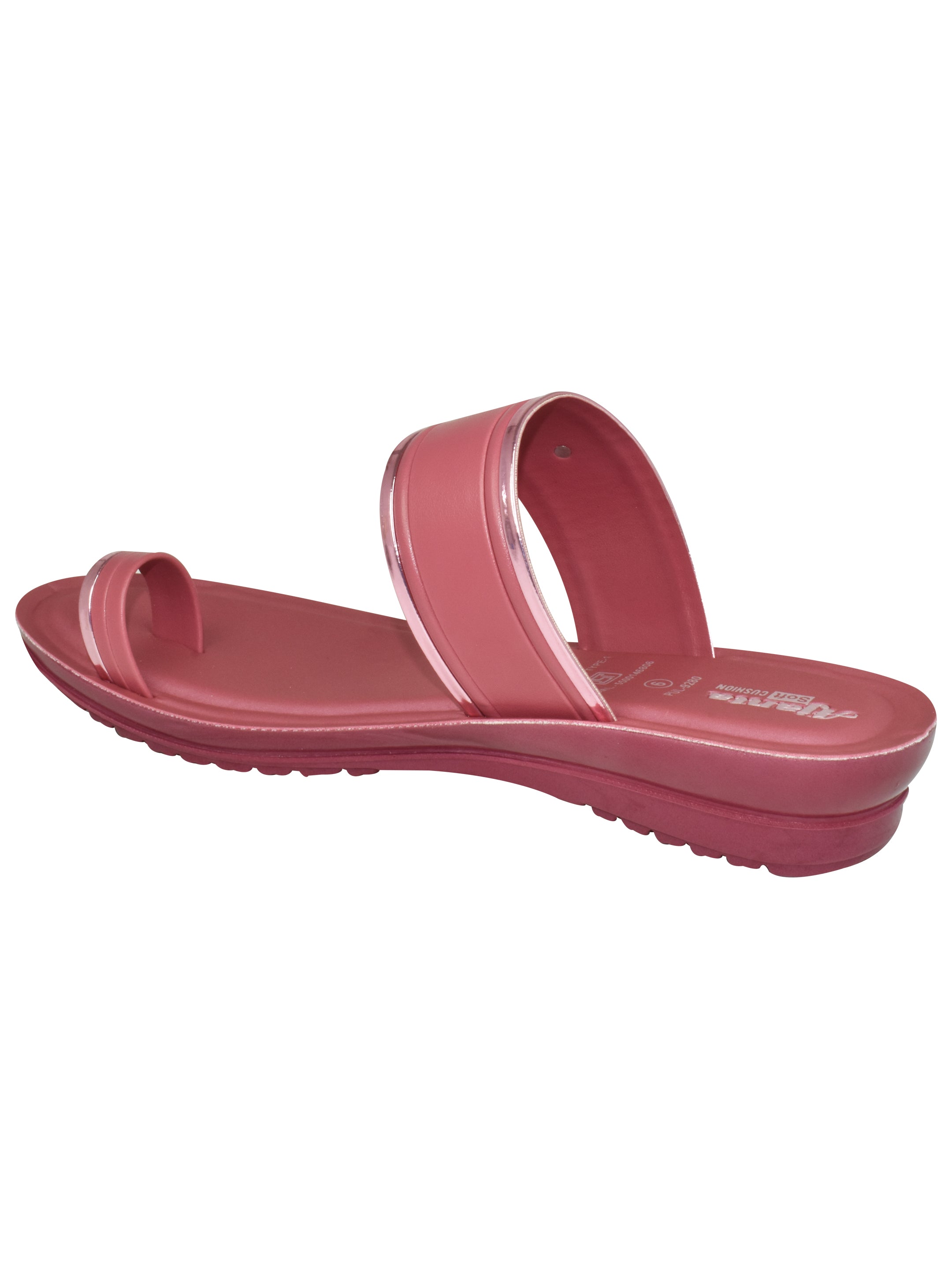 Ajanta Women’s Maroon Dual-Strap Slip-On Sandal with Toe Loop & Cushioned Footbed