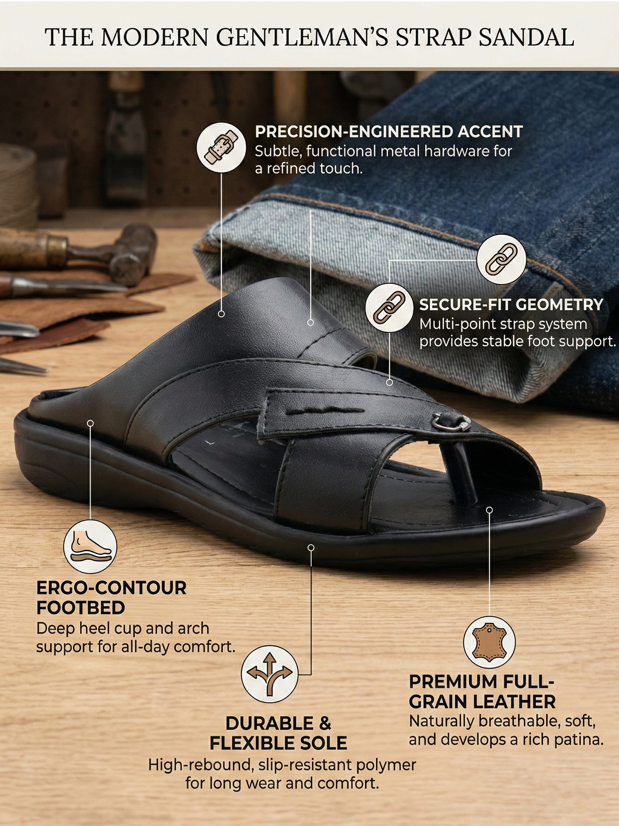 Ajanta Men’s Non-Slip Lightweight Sandal