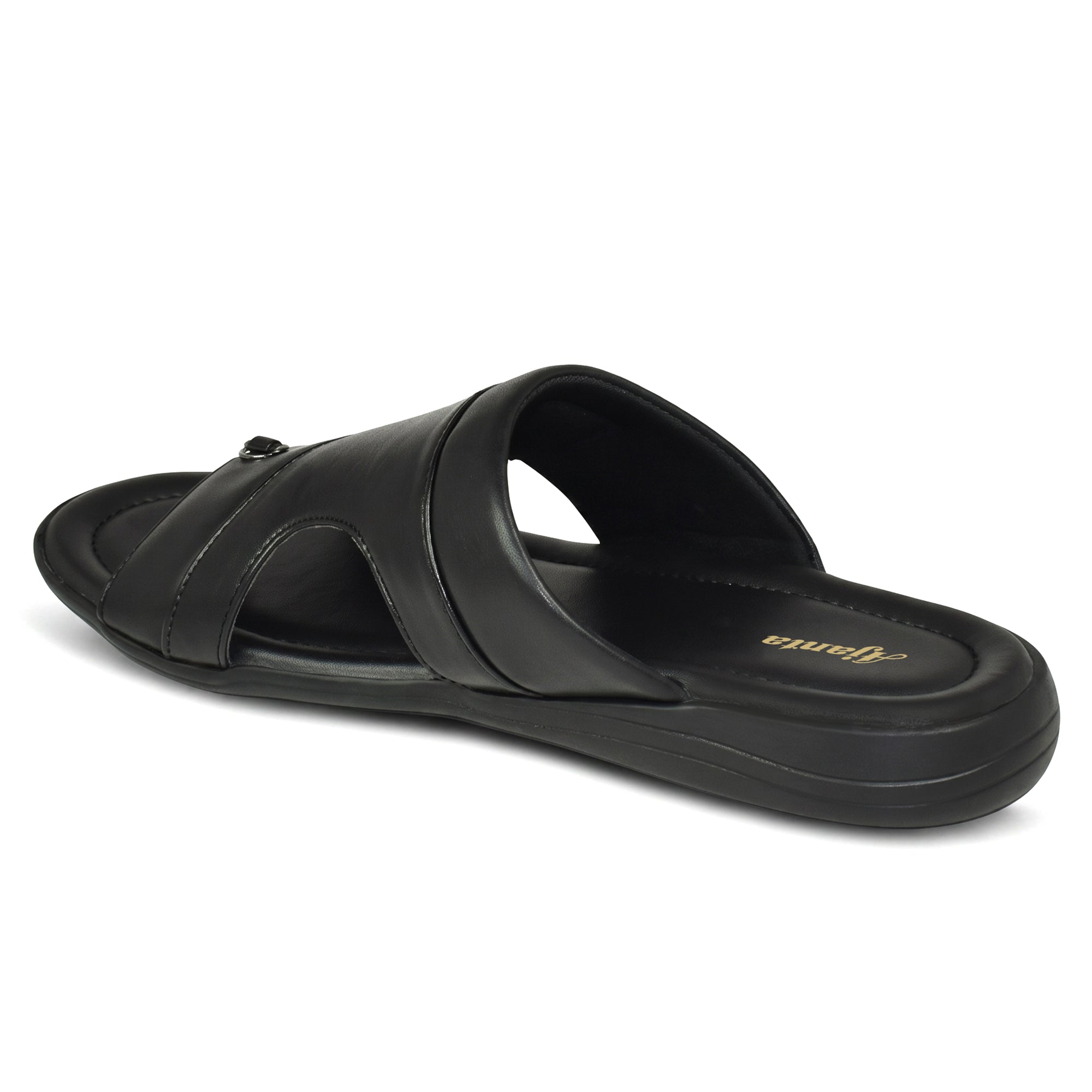 AJANTA Men Cushioned Comfort Sandals | Soft Sole | Everyday Use (Black)