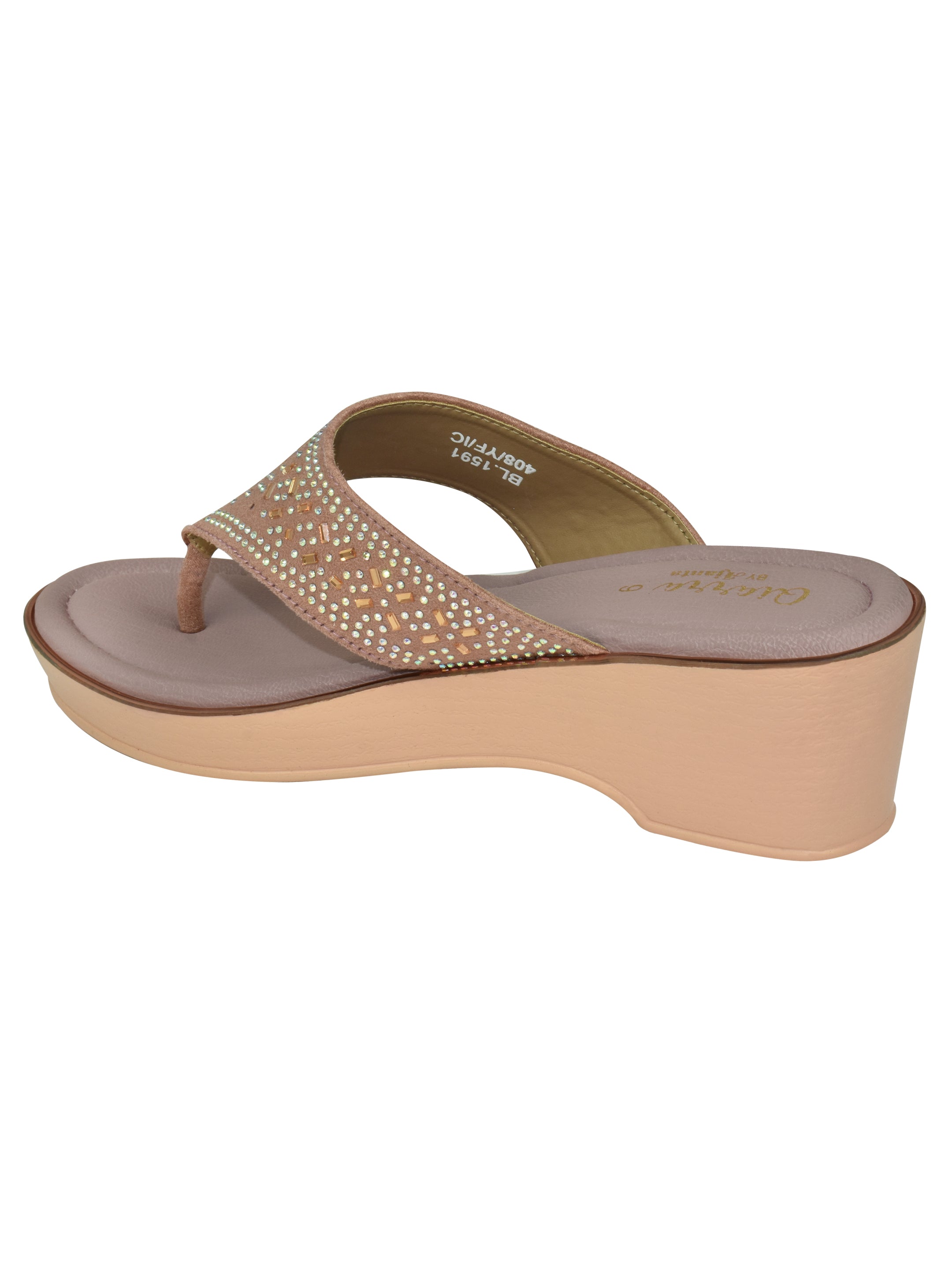 QIARRA Women's Shimmer Open Toe Comfortable Wedge Heel Fashion Sandals for Casual, Outdoor and Party EL1040