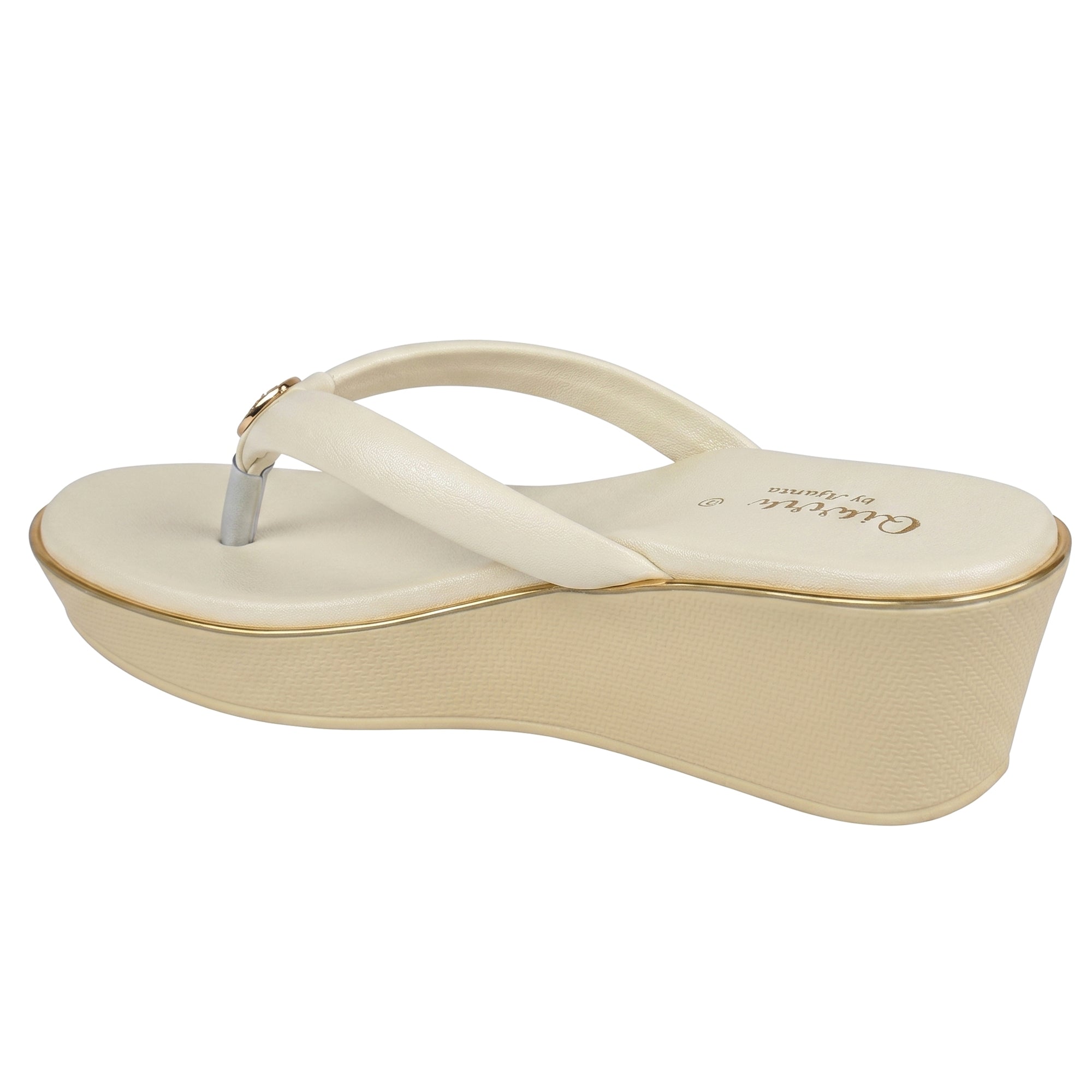 AJANTA Women Wedge Heel Sandals | Toe Post Flip Flop Sandals for Women | Platform Slip On Sandals | Lightweight Cushioned Walking Footwear | Daily Office, Travel, Puja & Festive Wear For Woman