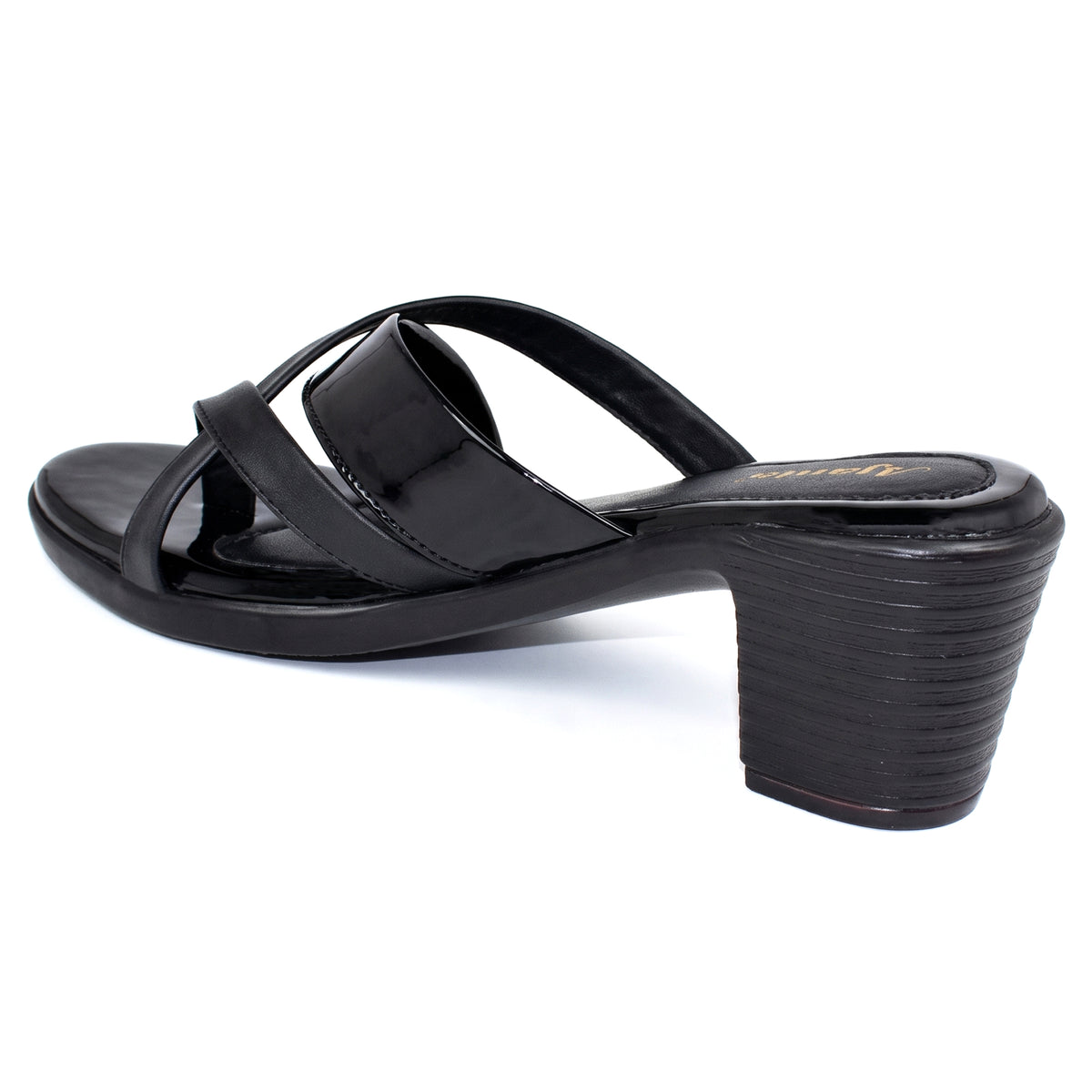 AJANTA Black Heels Sandals For Women | Stylish Block Heel Sandals for Women | Fashionable Wear Sandals | Cross Strap Open Toe Heels | Comfortable Casual Party & Occasion Wear Footwear