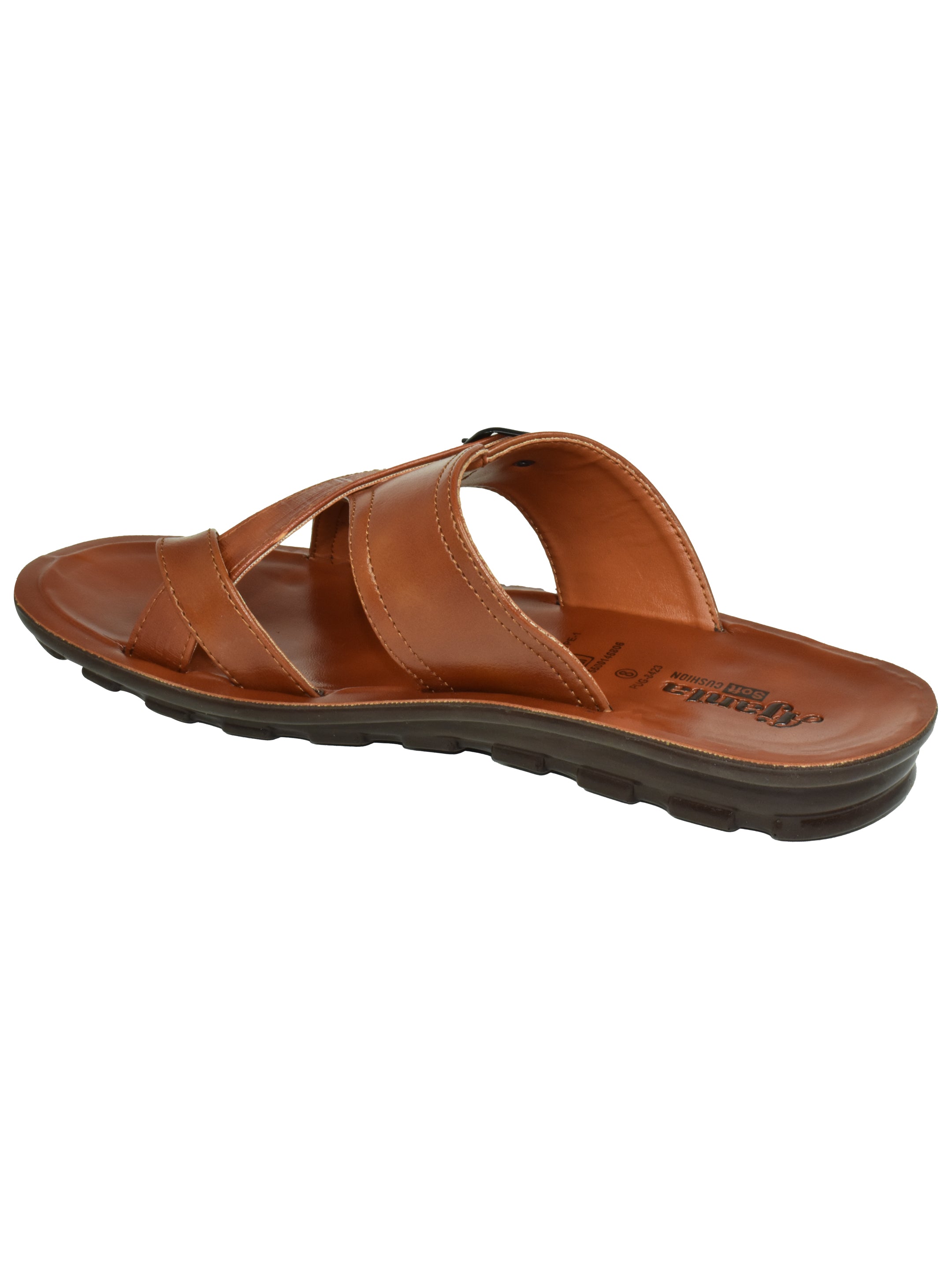 Ajanta Men’s Brown Cross-Strap Sandal with Toe Loop & Adjustable Buckle