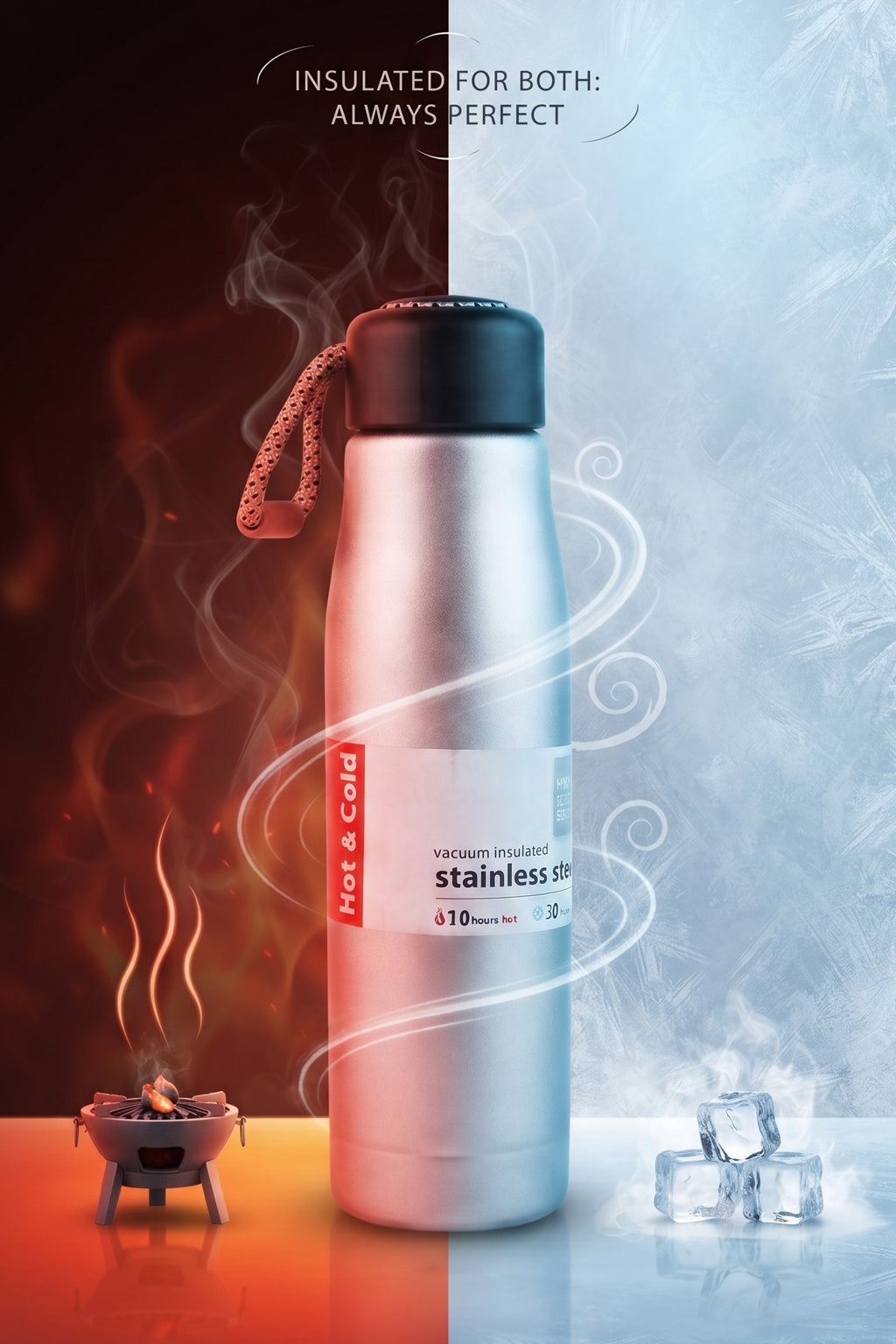 AJANTA Vacuum Insulated Stainless Steel Water Bottle 550 ml | Double Wall Thermos Flask | Leakproof, BPA Free | Keeps Hot 10 Hrs & Cold 30 Hrs | Office, School, Gym, Travel
