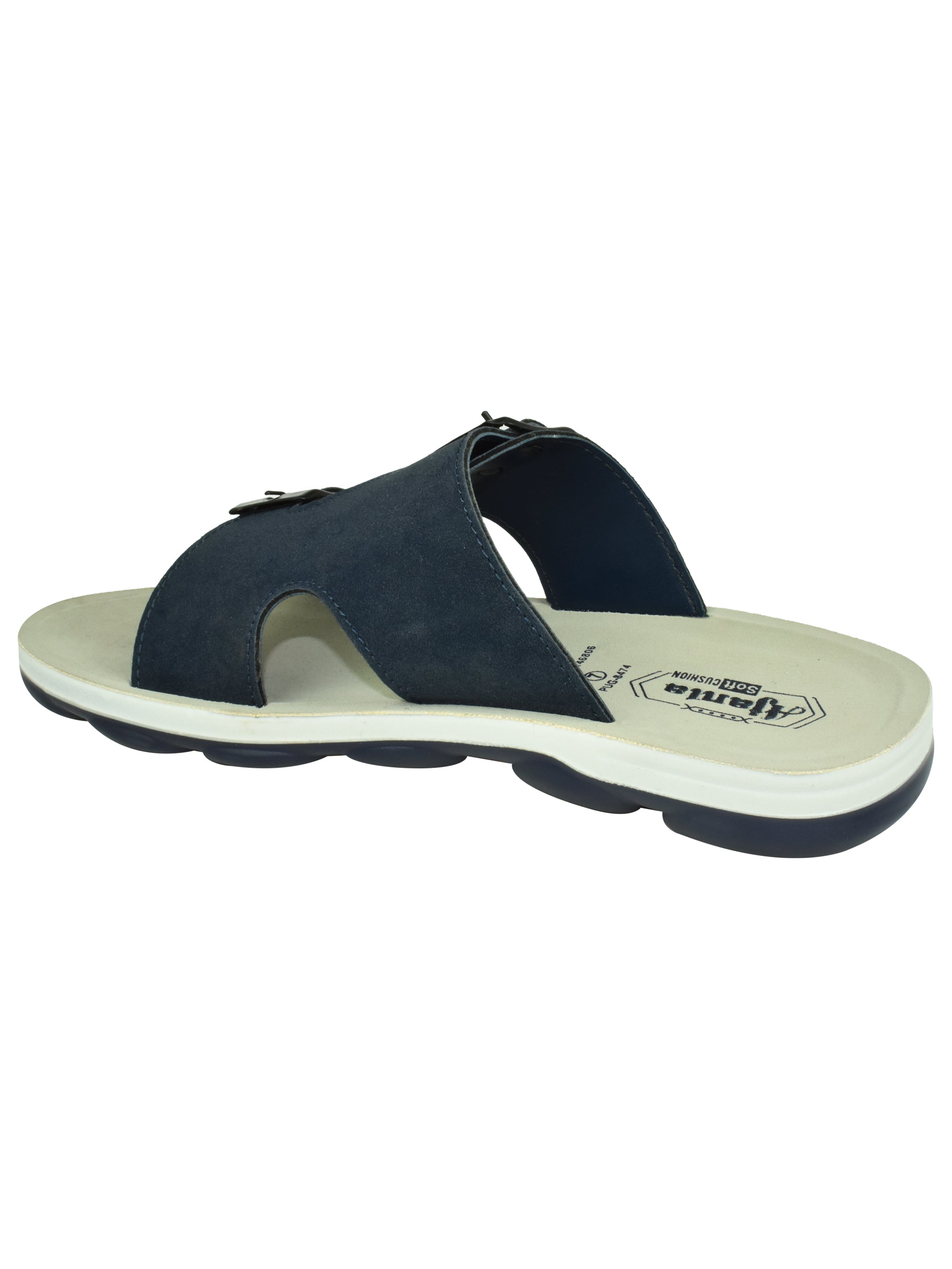 Ajanta Men’s Contemporary Slip-On Sandal with Dual Buckle Straps & Cushioned Footbed