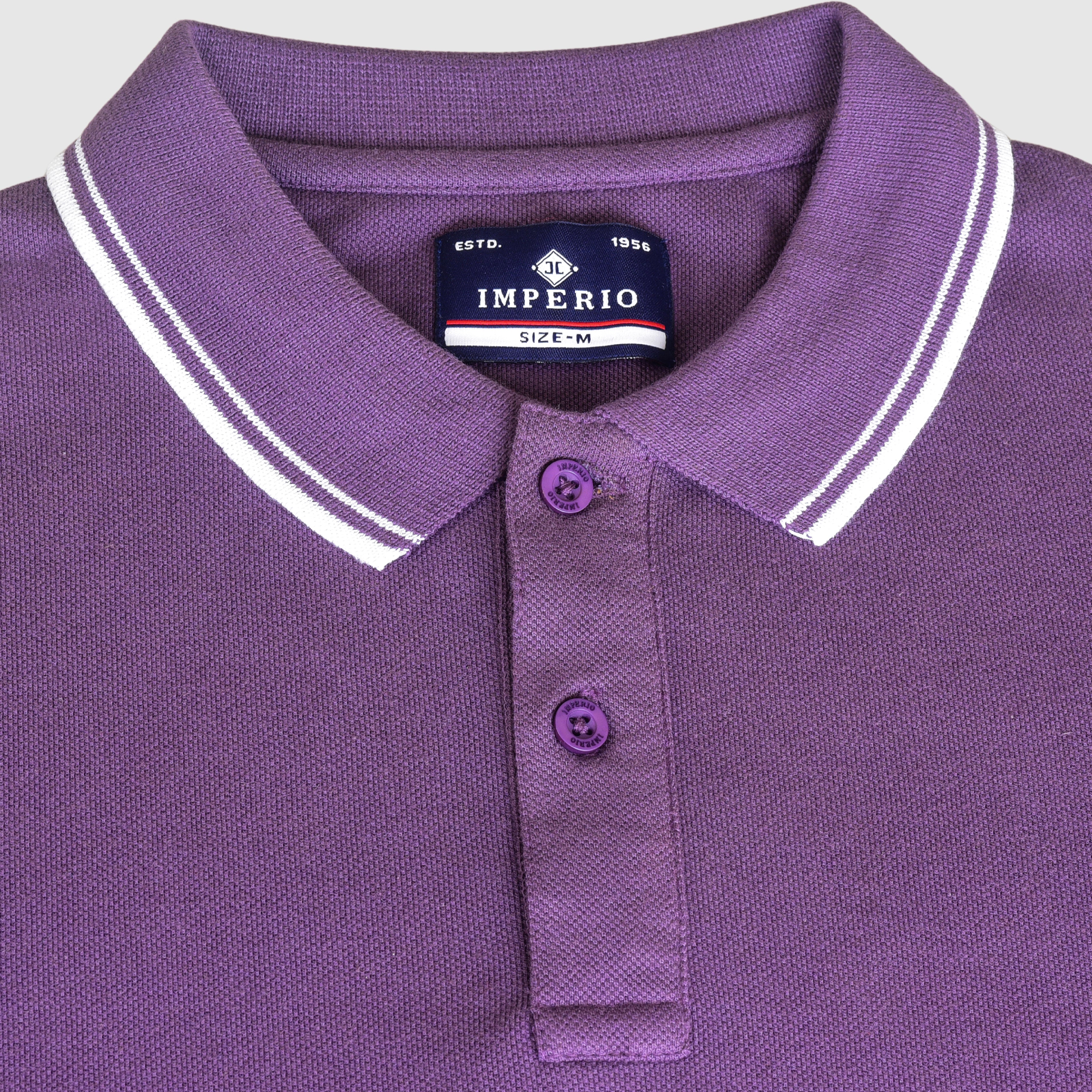 Imperio Men Solid Polo Neck Polyester Purple T-Shirt TC5007