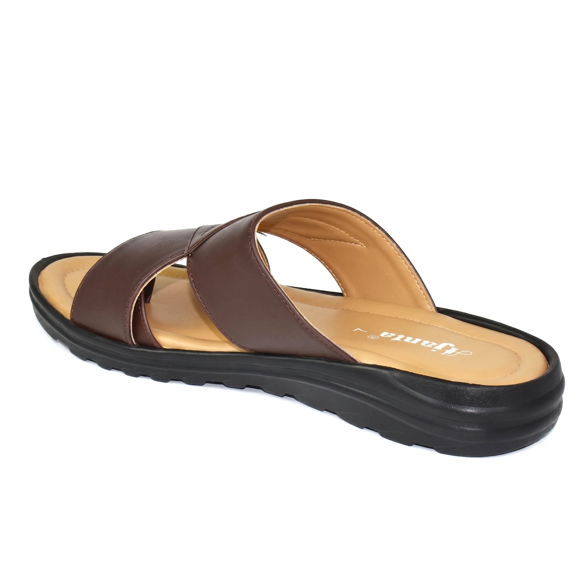 AJANTA Men's Velcro Sandals | Adjustable Strap | Durable & Lightweight Design (Brown)