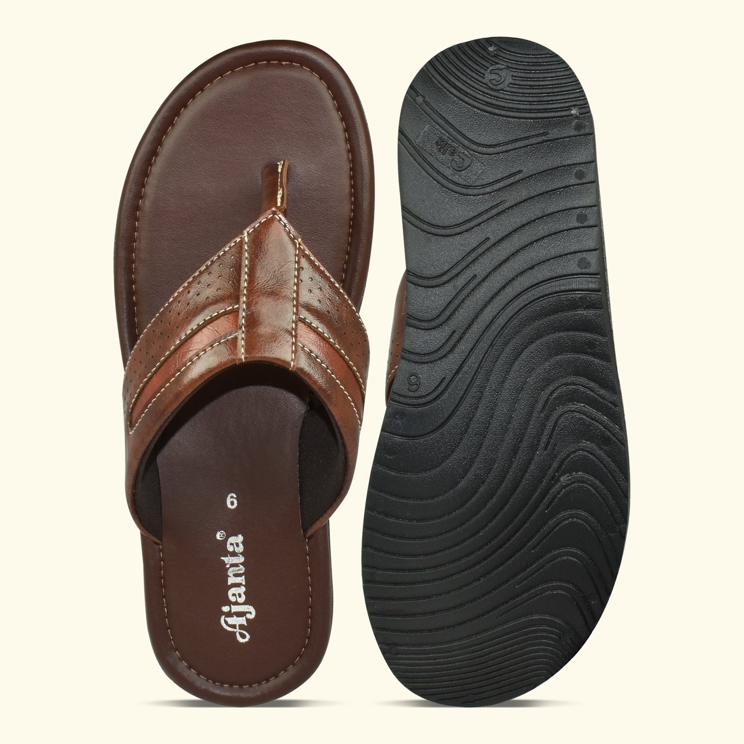 Ajanta Men Brown Thong Style Cushioned Footbed Sandal for Men EG3040
