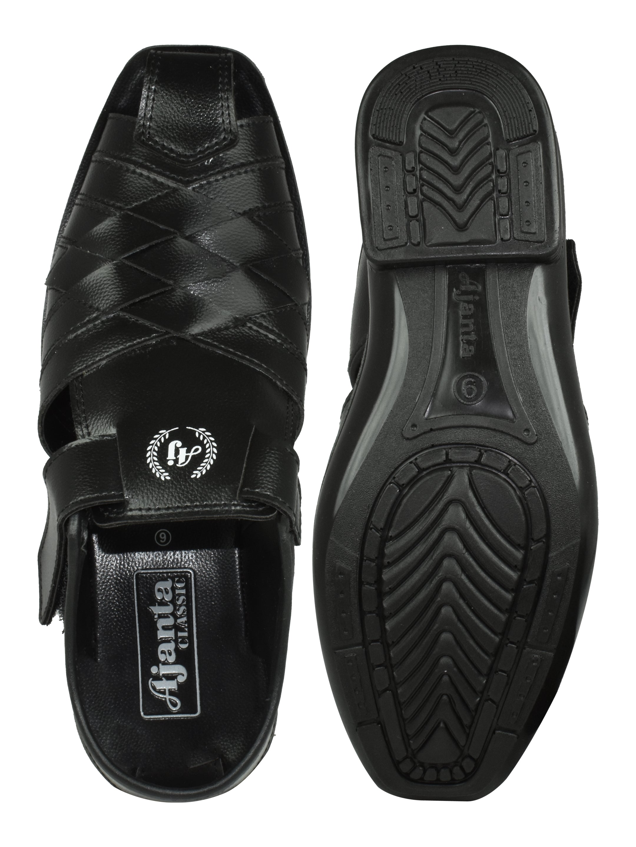 Ajanta Men’s Classic Black Cycle Shoe Sandal with Adjustable Strap & Anti-Slip Sole