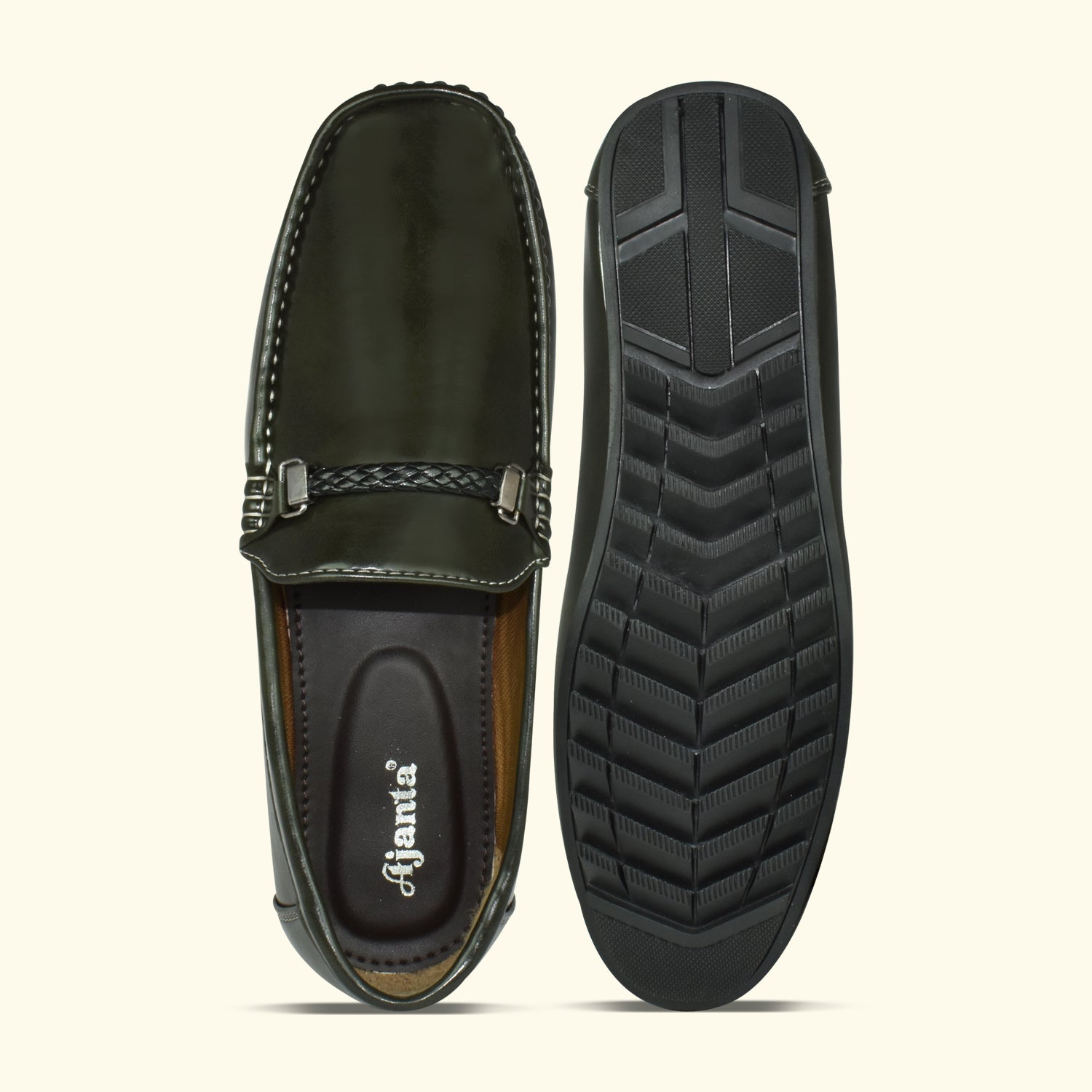 AJANTA Olve Green Loafers For Men| Soft Cushioned Insole | Slip-On Shoes for Casual, Office & Everyday Wear EG4023