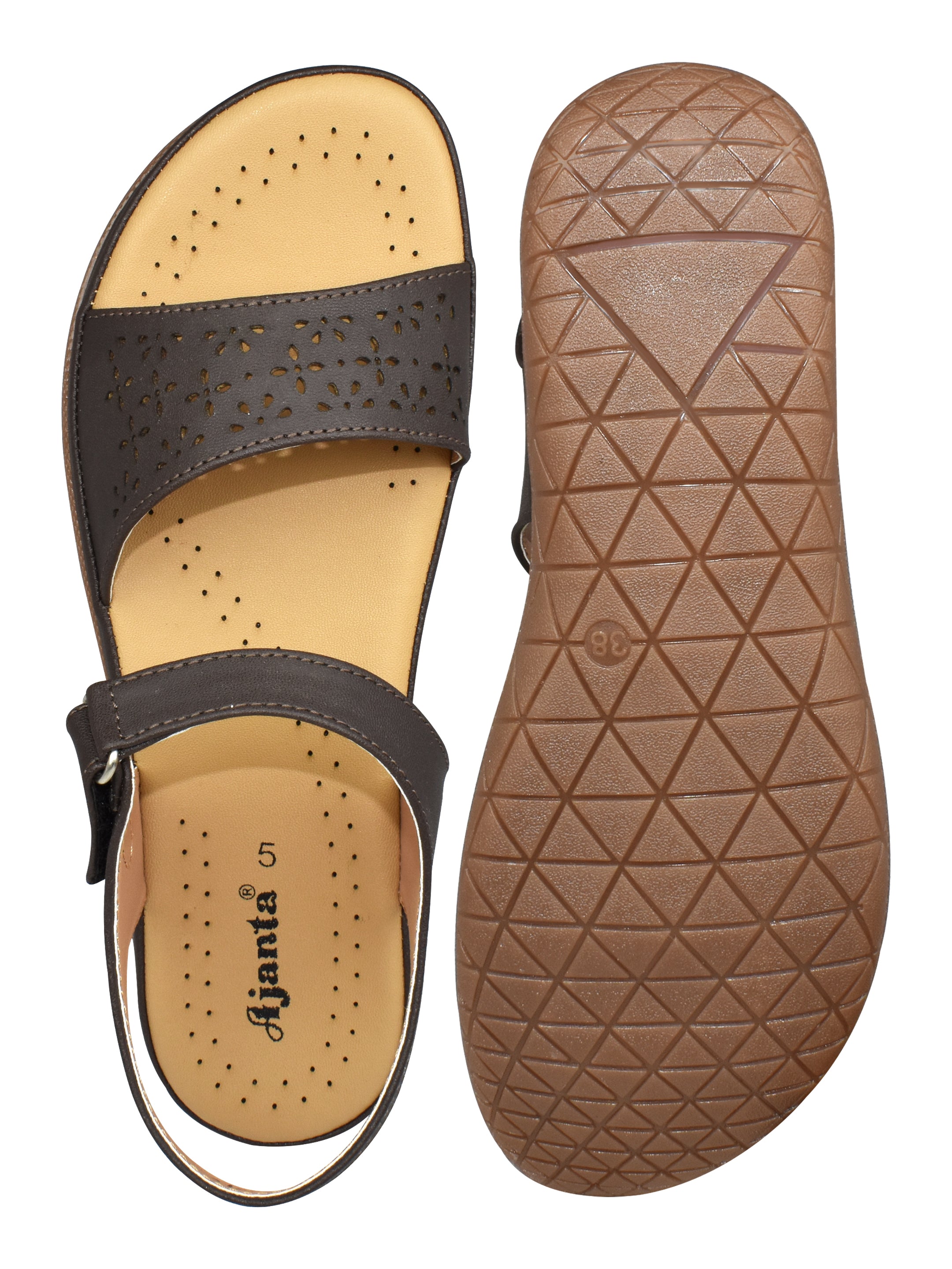 AJANTA Ladies Brown Sandal |  Comfortable Airmax Upper | Lightweight Synthetic Sole | Daily Wear Sandal EL4014
