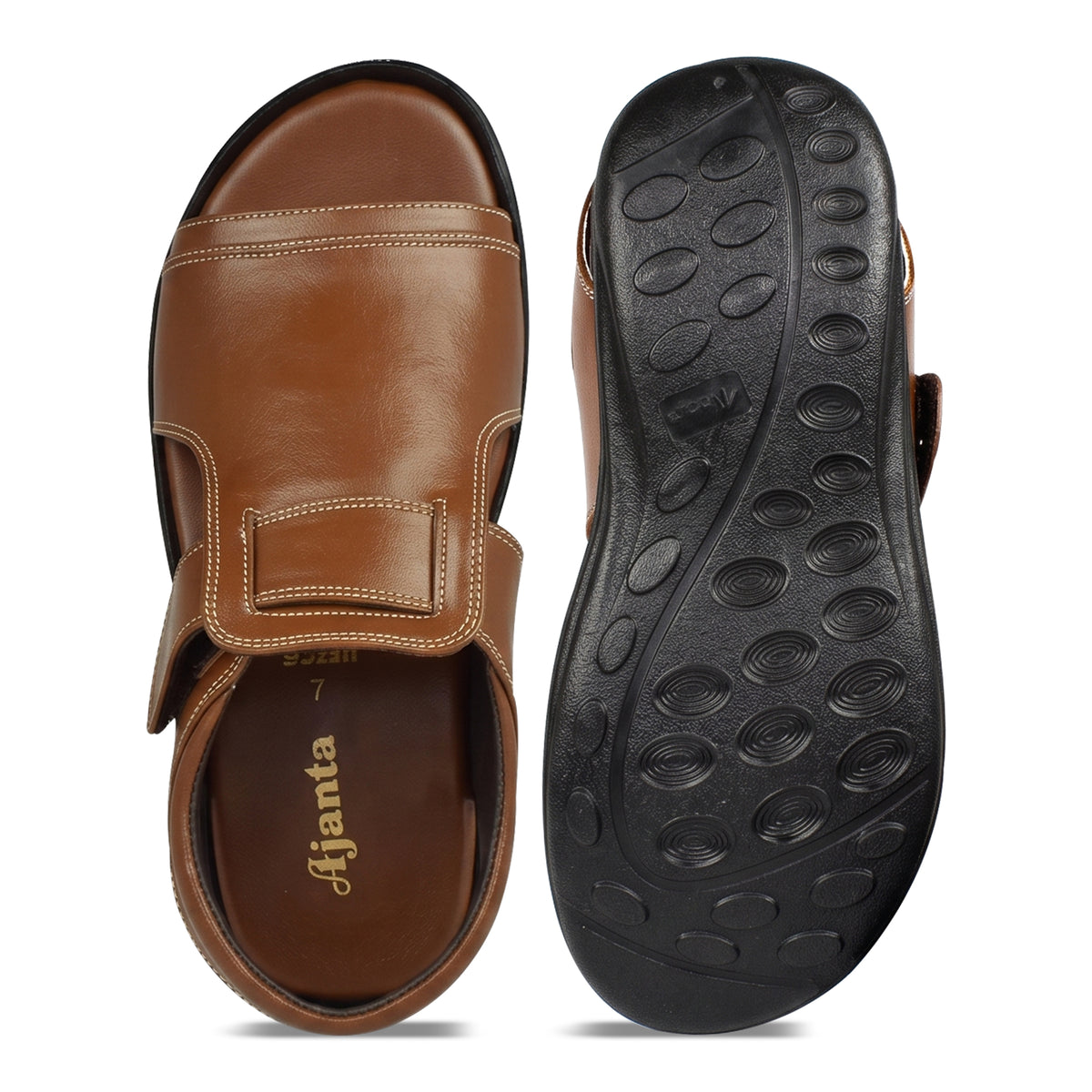 AJANTA Premium Adjustable Sandals For Men | Lightweight Breathable Walking Footwear | Comfortable Velcro Straps Sandal Cushioned Open Toe For Daily Wear Office, Travel, Outdoor & Ethnic Puja Sandals