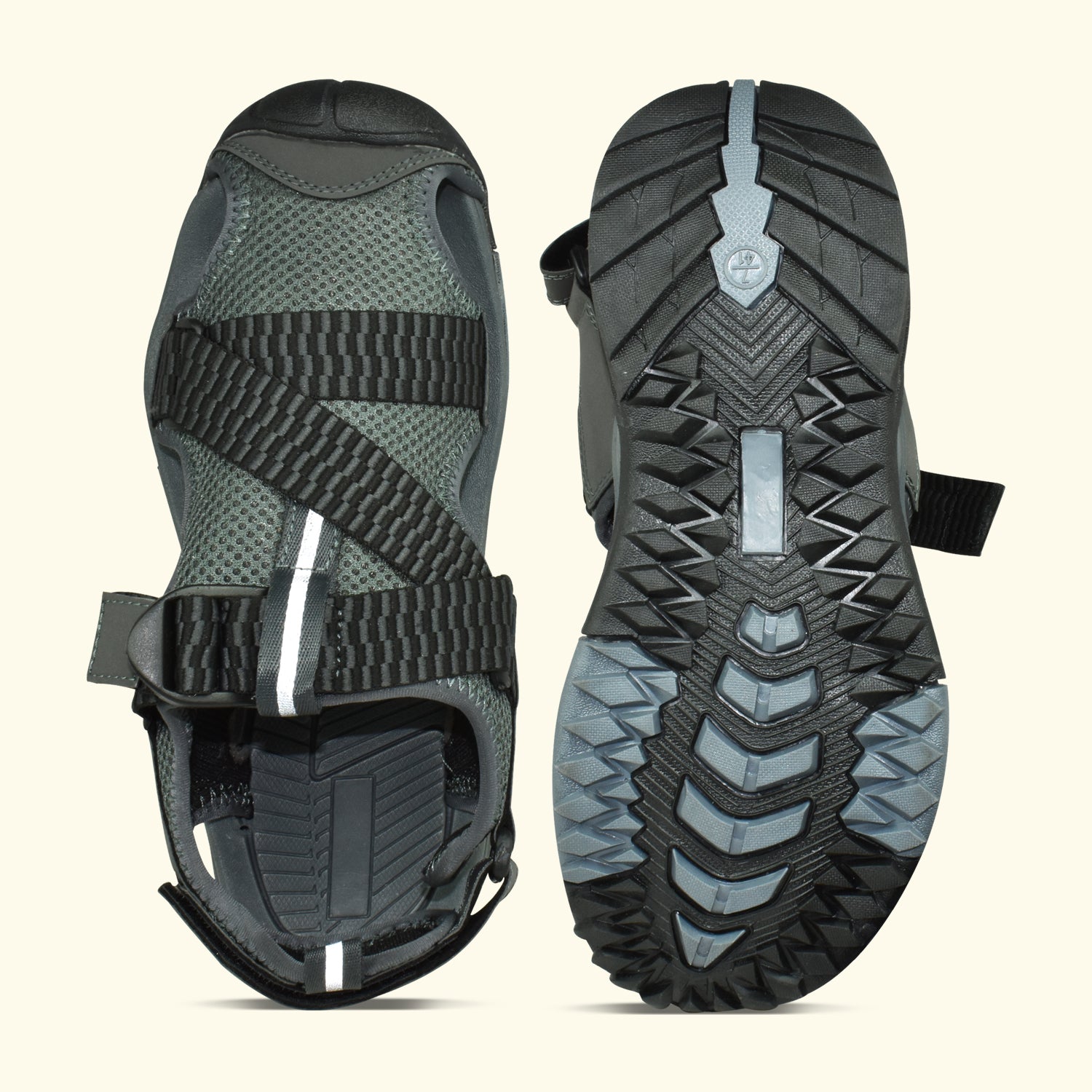 AJANTA Men’s Grey Durable & Comfortable Cushioned Footbed Sports Sandal with Velcro Closure EG2018