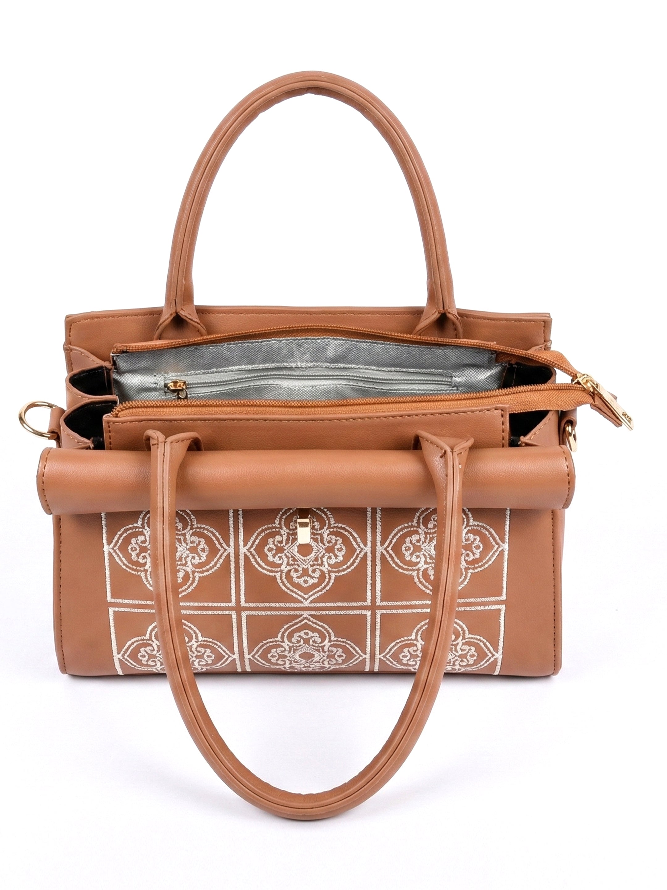 Ajanta Embroidered Women’s Handbag with Top Handle and Sling Strap