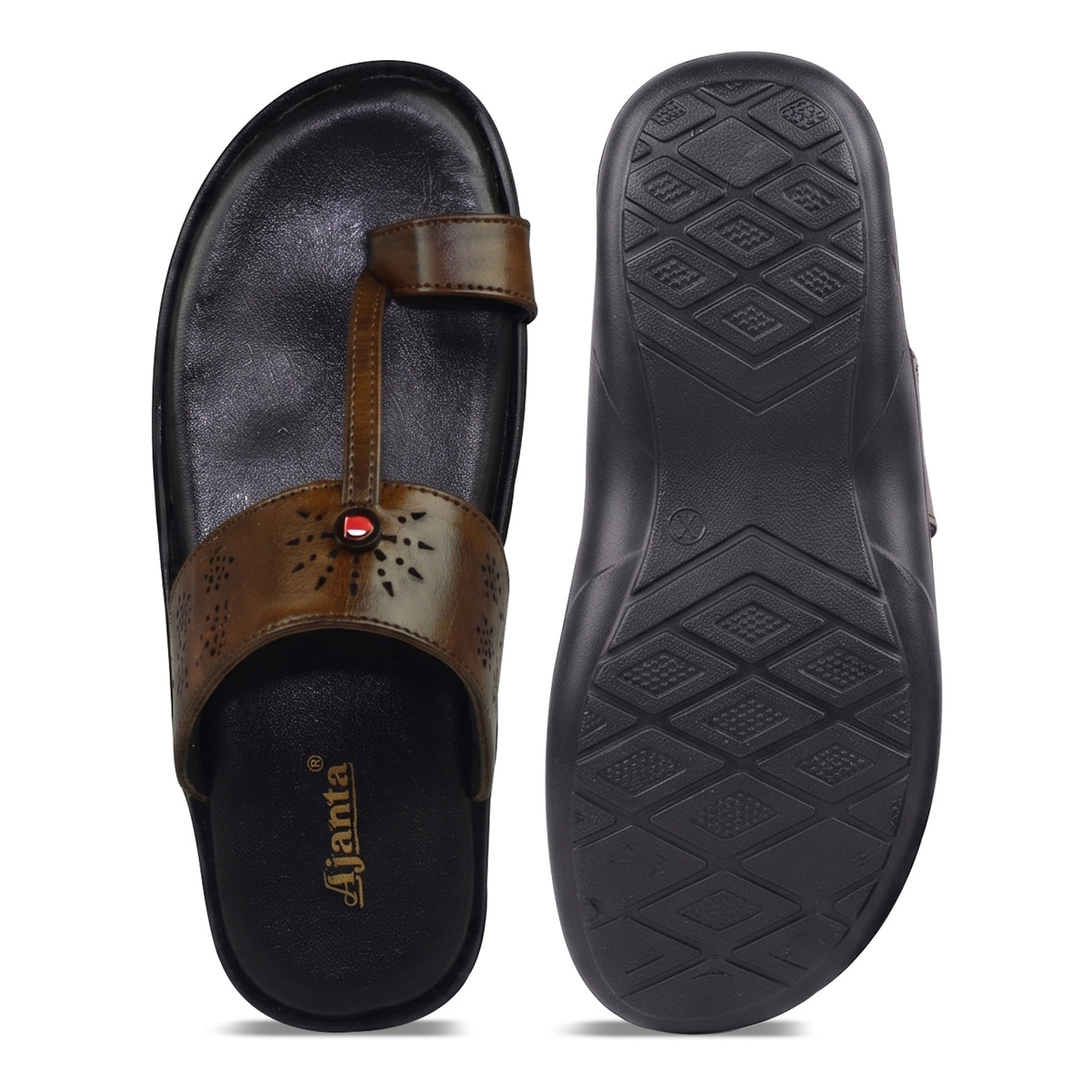 AJANTA Lightweight Kolhapuri Chappal For Men | Traditional Ethnic Toe Ring Sandals | Comfortable Cushioned Anti-Skid Chappal | Daily Wear, Wedding, Puja & Special Occasions Casual Footwear for Men