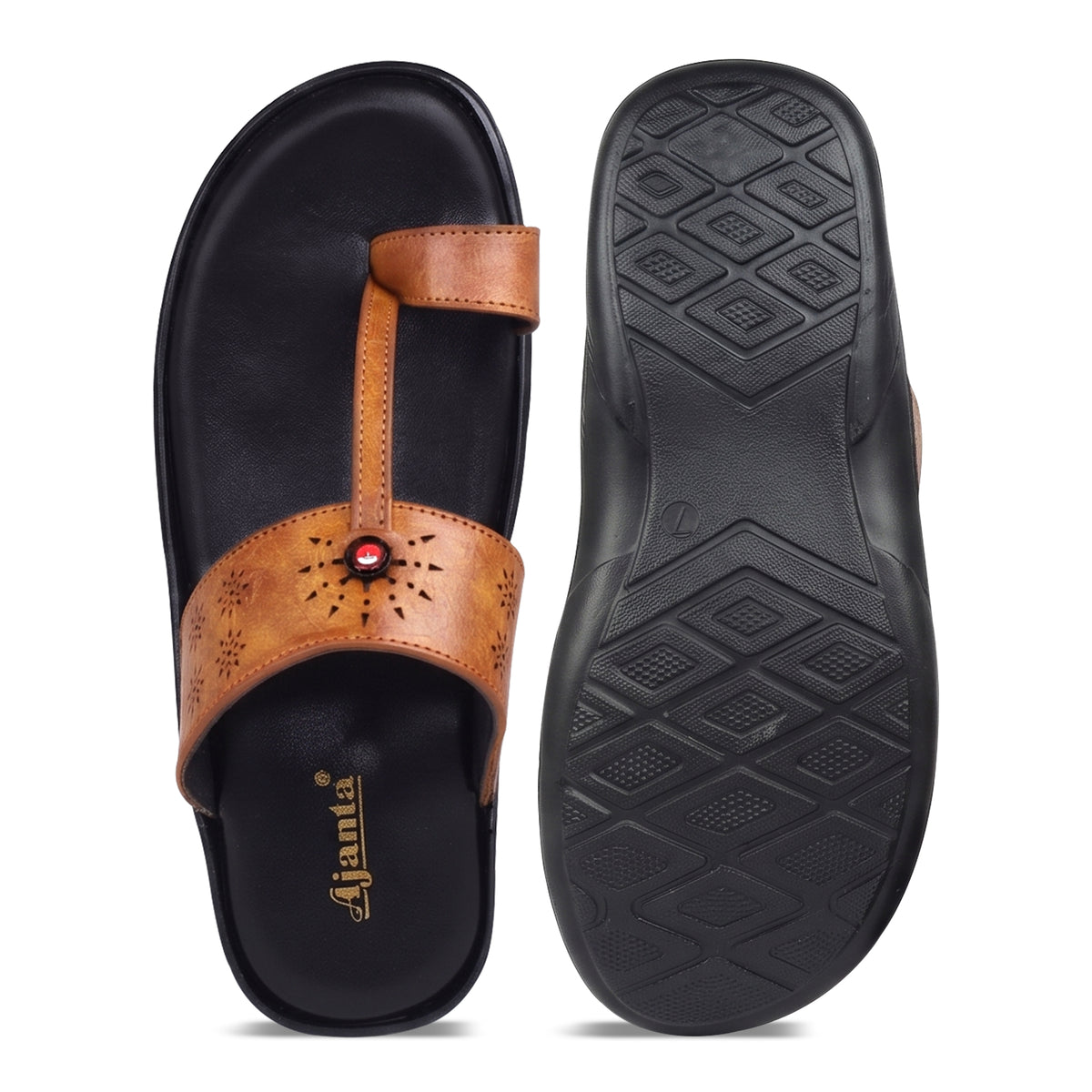 AJANTA Lightweight Kolhapuri Chappal For Men | Traditional Ethnic Toe Ring Sandals | Comfortable Cushioned Anti-Skid Chappal | Daily Wear, Wedding, Puja & Special Occasions Casual Footwear for Men