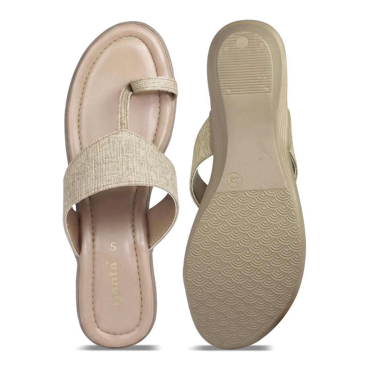 AJANTA Premium Comfort Wedge Sandals for Women | Slip-On Stylish Trendy Toe Ring Sandals | Lightweight Casual Festive Ethnic Wear | Durable Wedge Chappals Perfect for Wedding, Festive Outfits, Travel