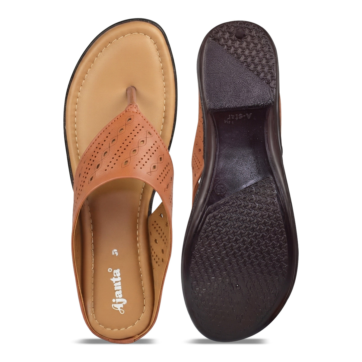 AJANTA Premium Rhinestone Embellishment Sandals for Women | Comfortable Soft Cushioned Slip-On Flat Sandals | Lightweight Casual Daily Wear Walking Footwear Casual, Travel & Daily Use