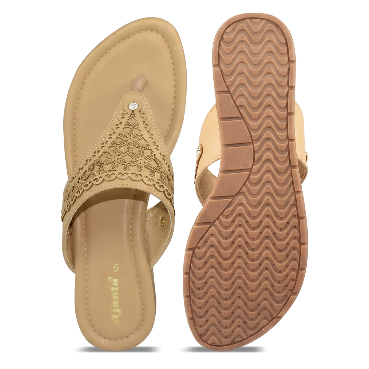 AJANTA Women’s Stylish Embellished Comfort Sandals | Casual Daily Wear Slip-On Flats for Women & Girls | Comfortable Lightweight Fashion Footwear For Office, Special Occasion, Wedding Party & Outing
