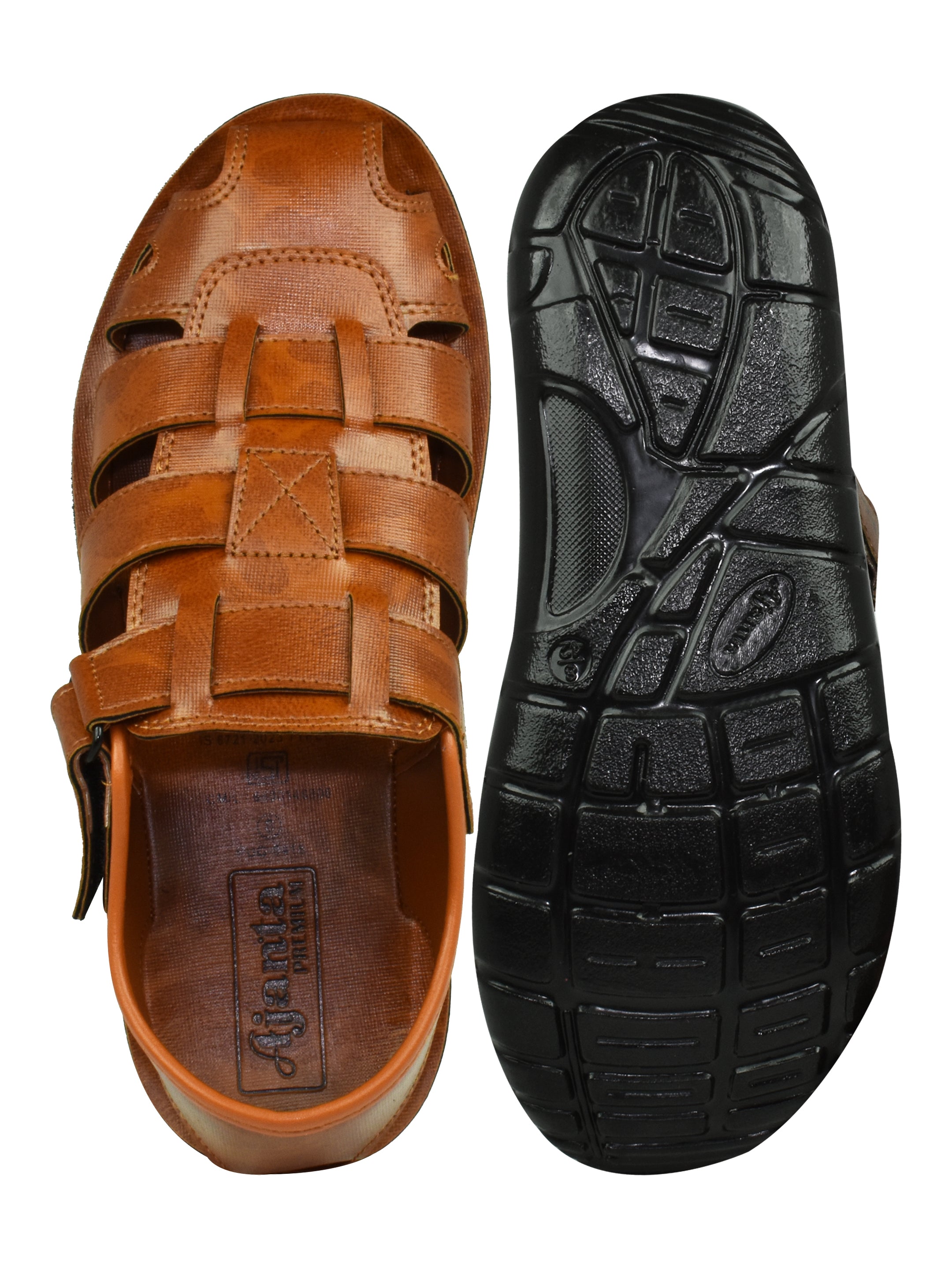 Ajanta Men’s Classic Brown Fisherman Sandal with Cushioned Footbed & Anti-Slip Outsole