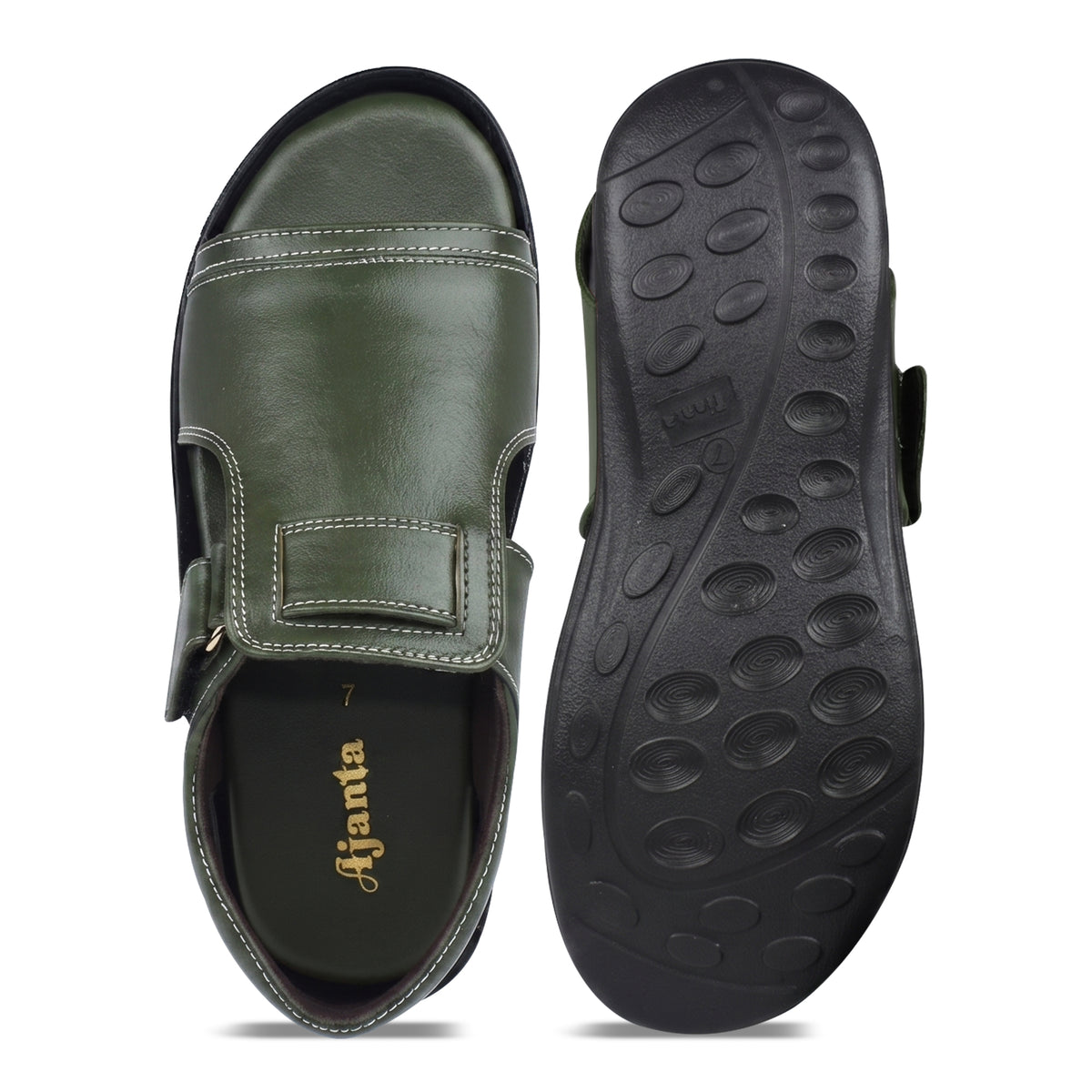 AJANTA Premium Adjustable Sandals For Men | Lightweight Breathable Walking Footwear | Comfortable Velcro Straps Sandal Cushioned Open Toe For Daily Wear Office, Travel, Outdoor & Ethnic Puja Sandals