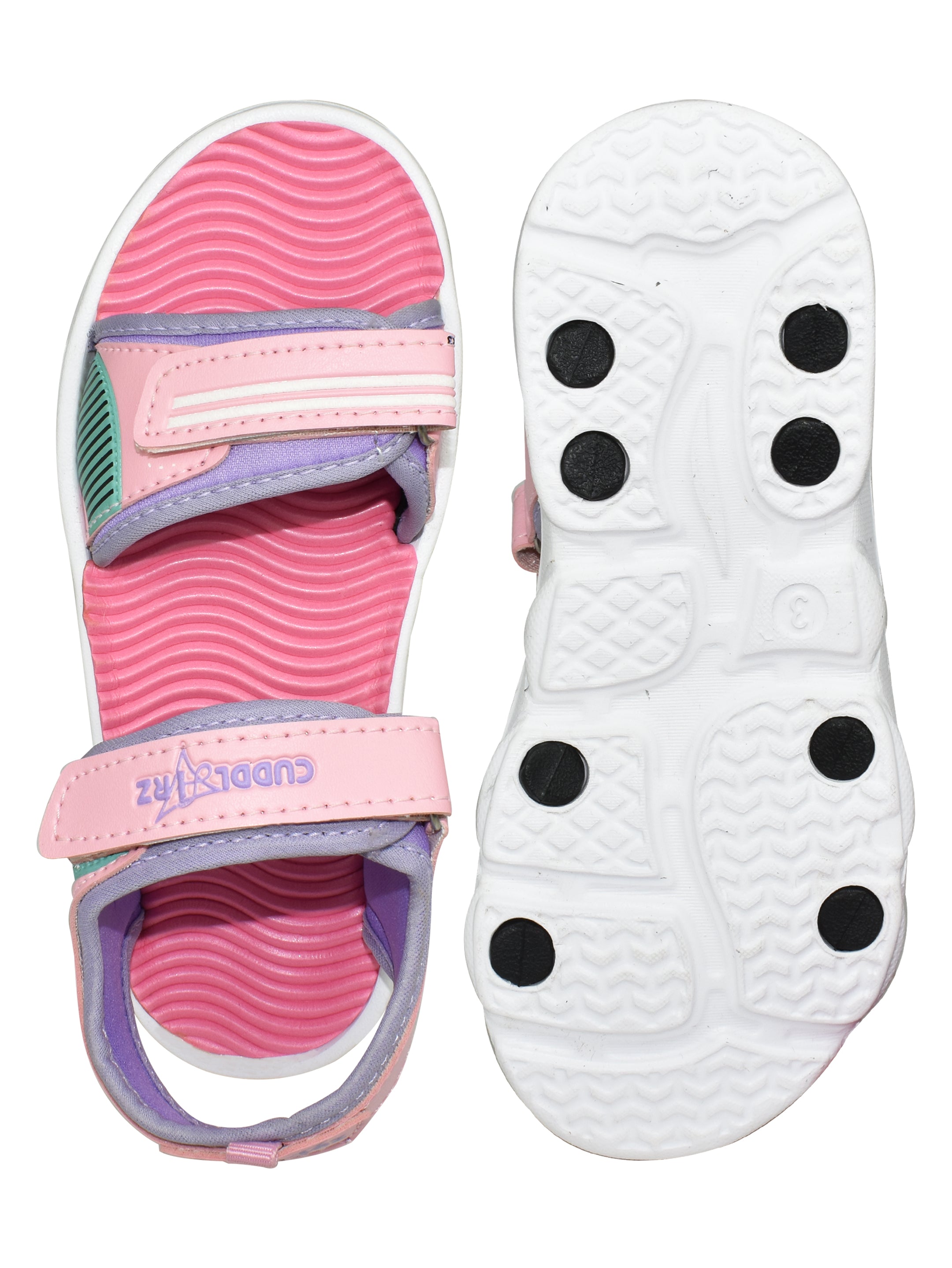AJANTA Kids Pink Beach Sandals | Lightweight EVA Sole | Durable Synthetic Upper | Slip-On Summer Footwear | Velcro Sandals EK3005