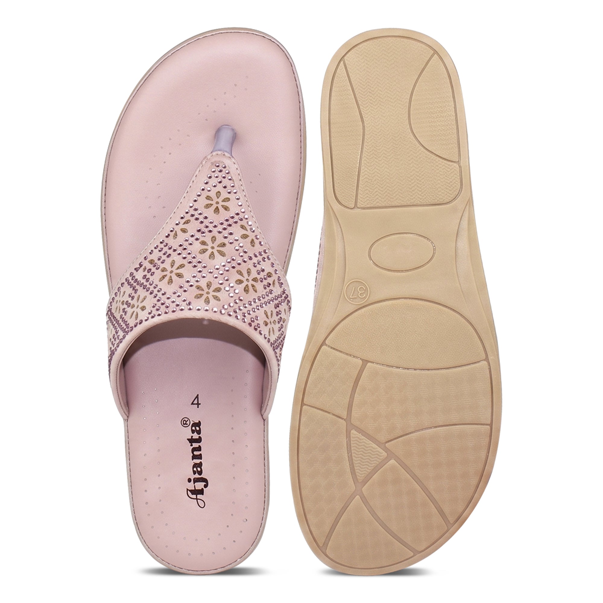 AJANTA Women Slip-On Sandals | Soft Cushion | Lightweight Casual Footwear