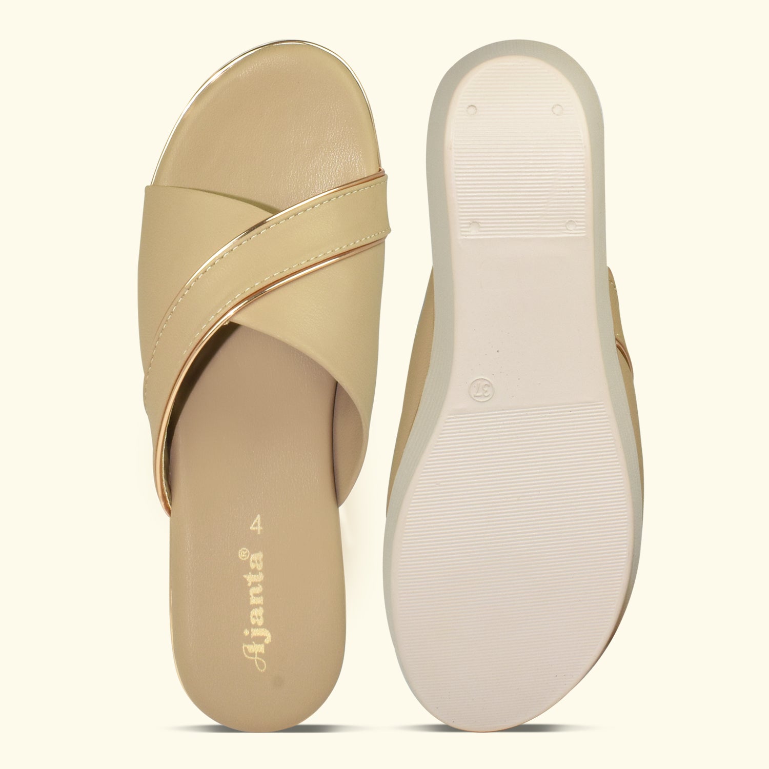 AJANTA Women's Open Toe Wedges Sandals with Cross Strap – Comfortable Daily Wear ML0904