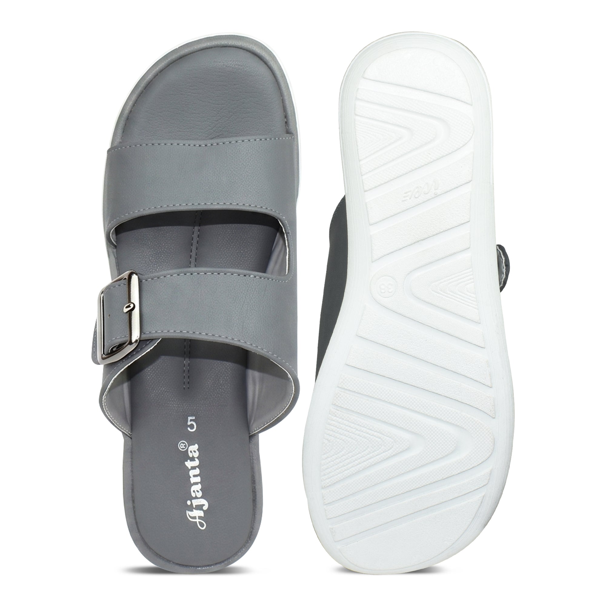 AJANTA Women's Double Strap Flat Sandals | Casual Slip-On Ladies Chappal with Cushioned Footbed
