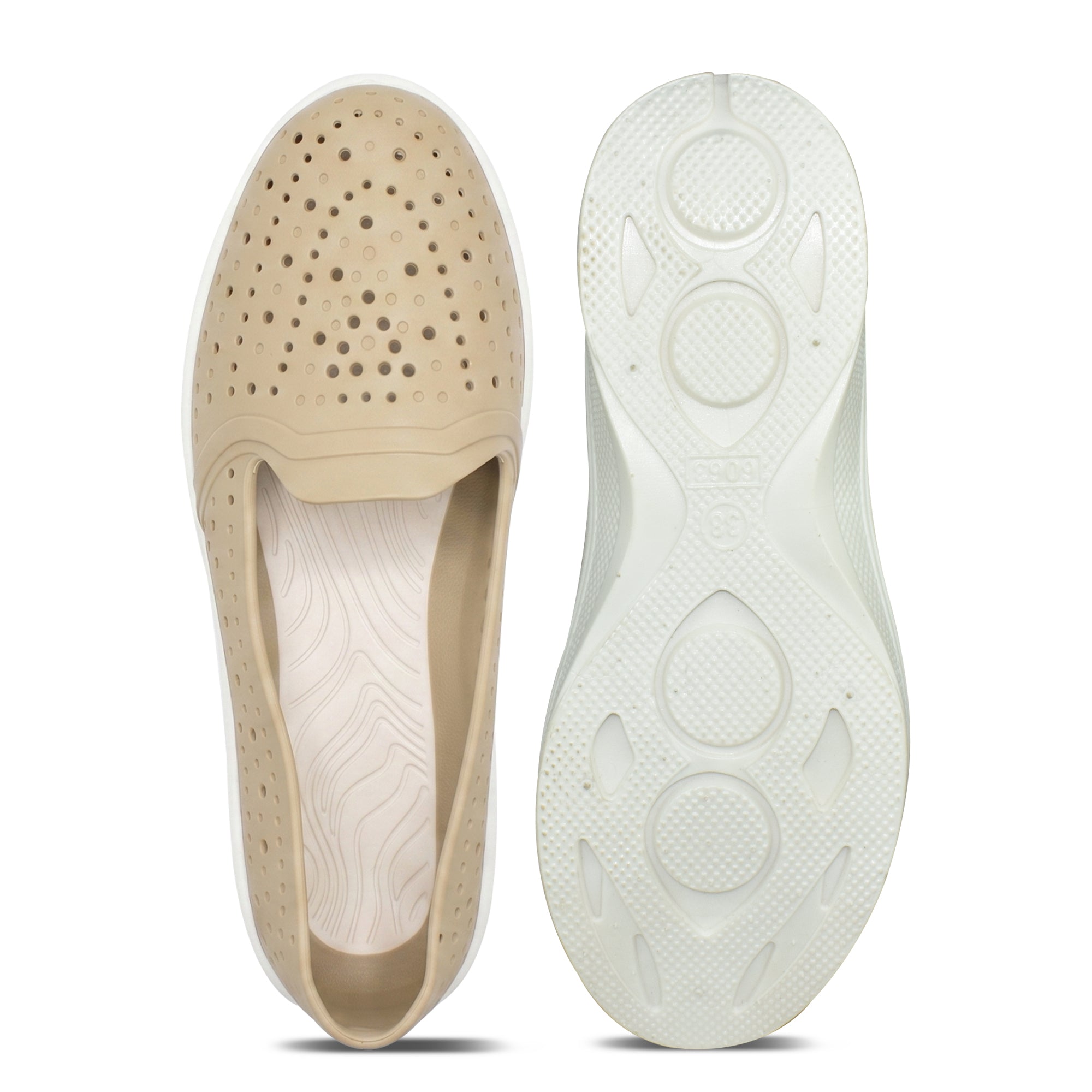 AJANTA Women PVC Molded Casual Shoes | Lightweight Comfortable Slip-On Daily Wear Footwear (Cream)