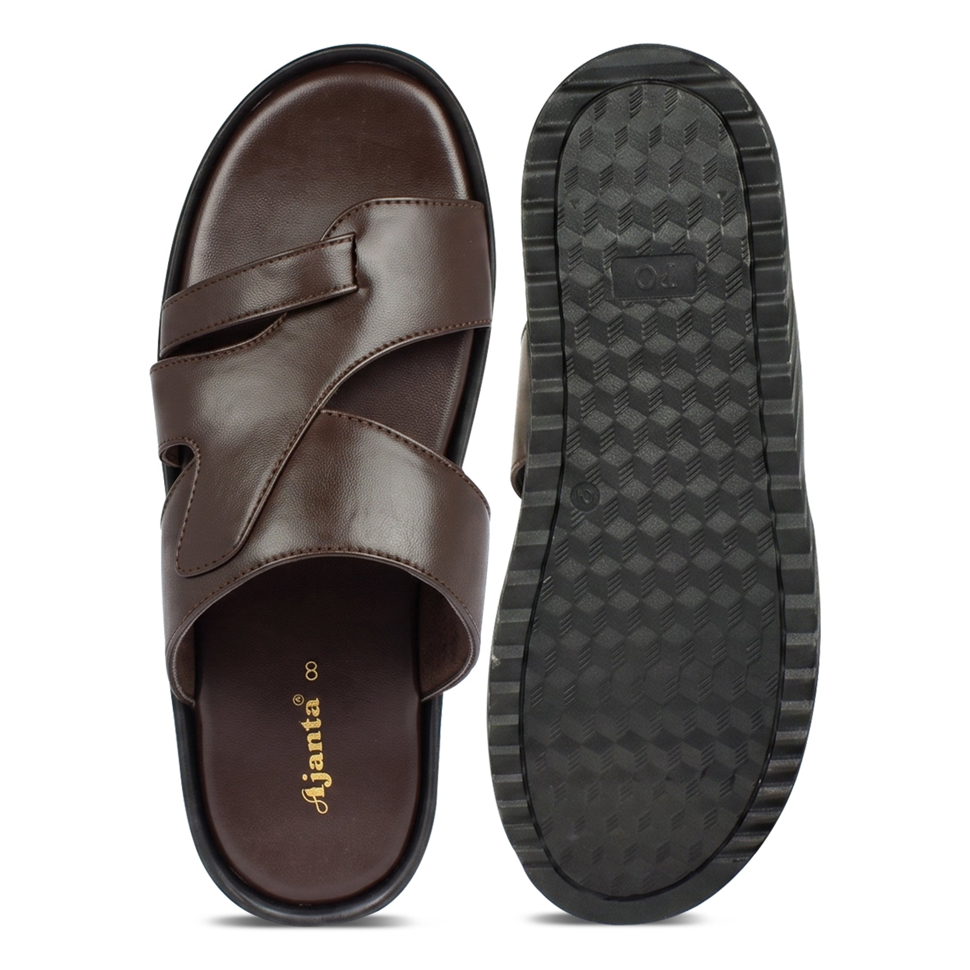 AJANTA Men Lightweight Comfort Sandals | Flexible Sole | Casual Wear (Brown)
