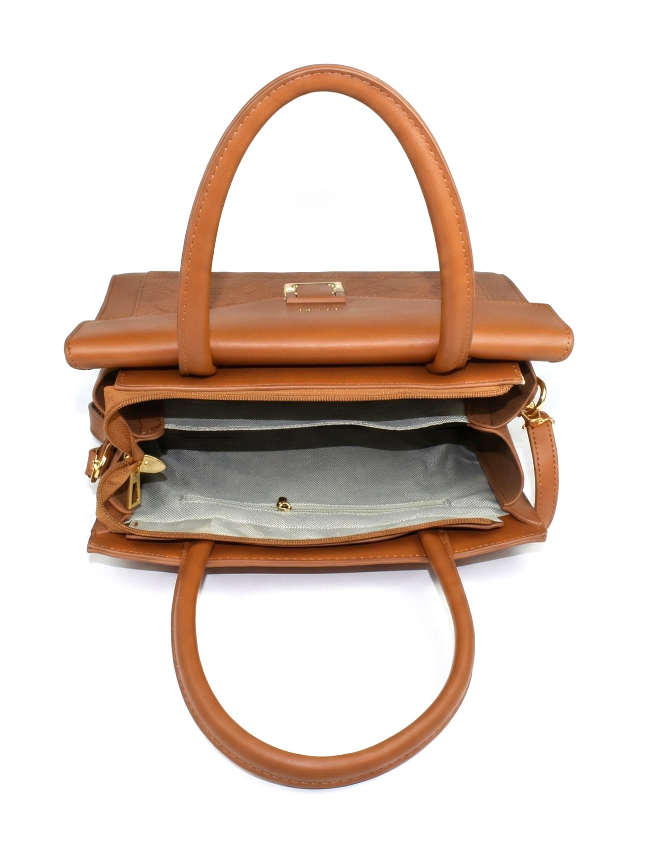 Ajanta Women’s Stylish Tan Designer Satchel Handbag with Detachable Sling Strap