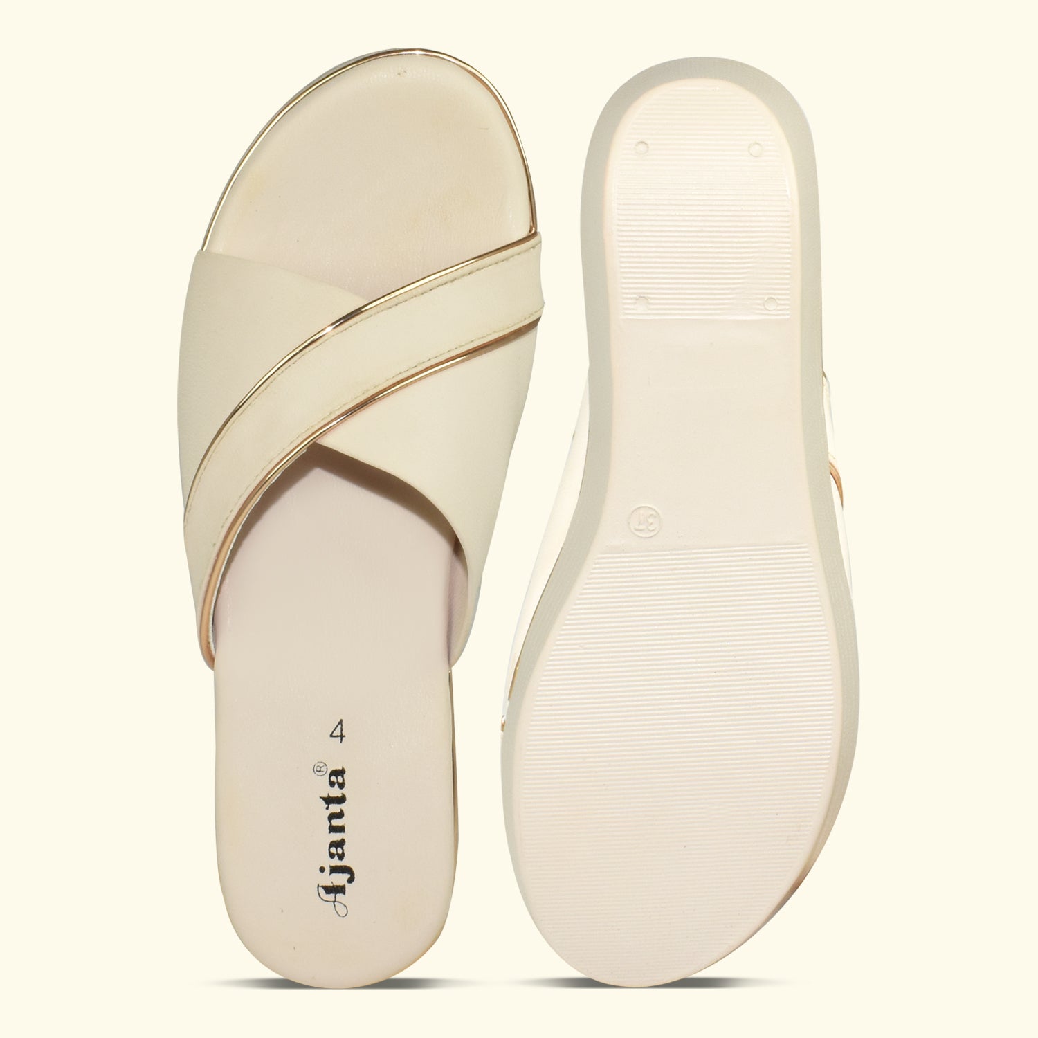 AJANTA Women's Open Toe Wedges Sandals with Cross Strap – Comfortable Daily Wear ML0905