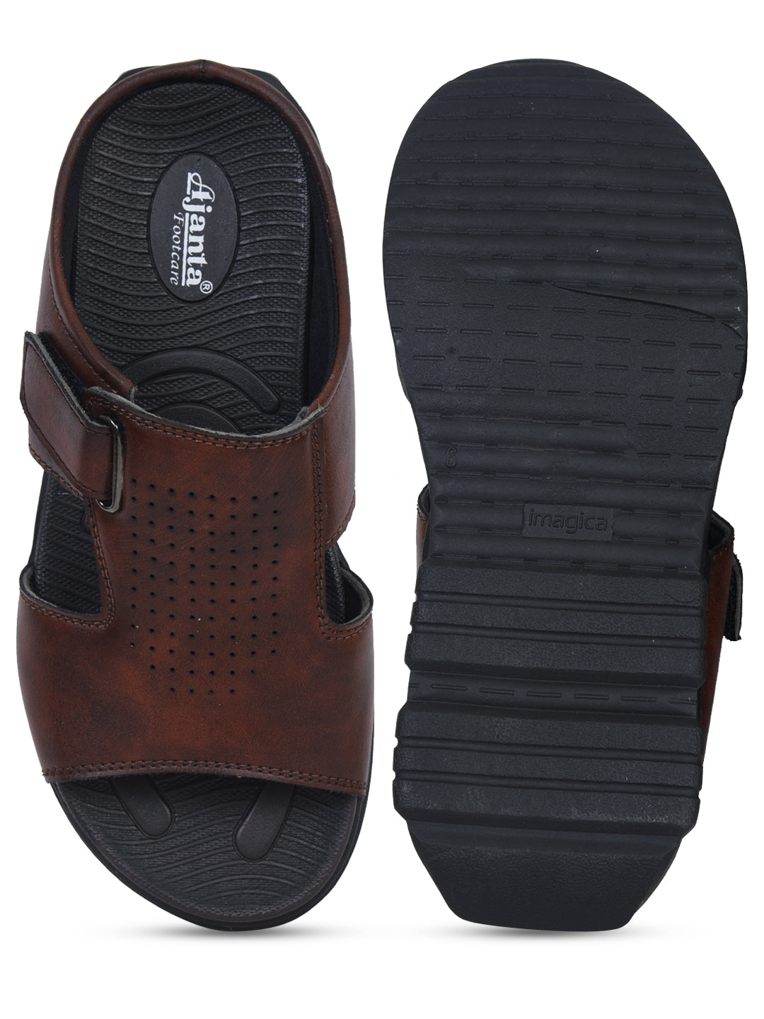Ajanta Men’s Brown Slip-On Comfort Sandals | Lightweight Daily Wear Footwear