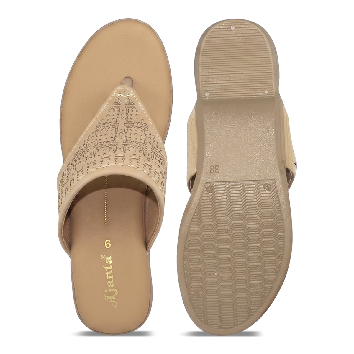 AJANTA Stylish Embellished Comfort Sandals For Woman | Lightweight Daily Wear Slip-On Flats for Women & Girls | Comfortable Casual Fashion Footwear For Office, Special Occasion, Wedding Party & Outing