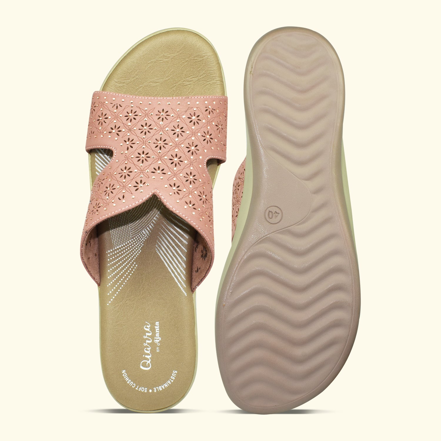 QIARRA Women’s Navy Embellished Sandals