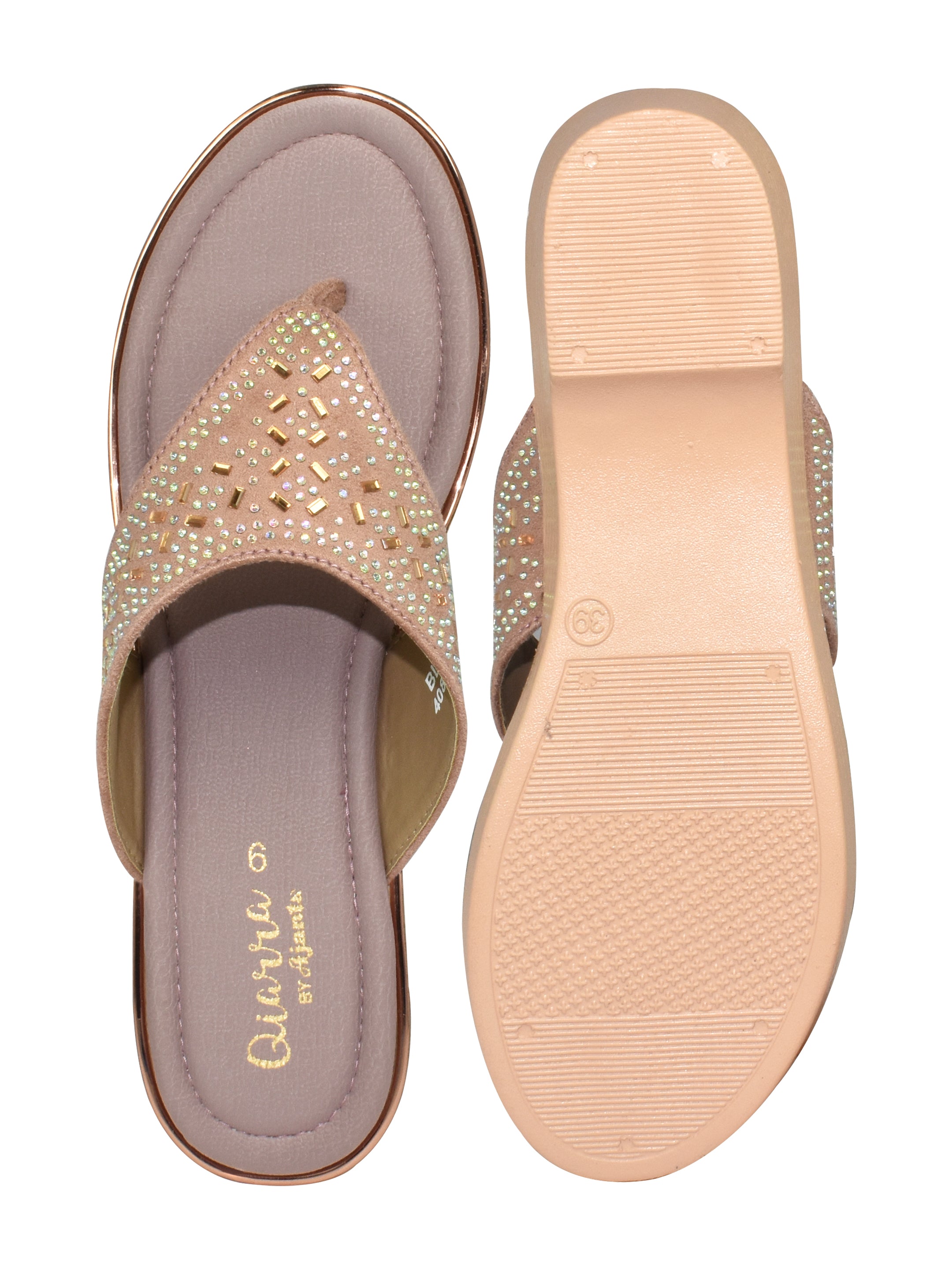 QIARRA Women's Shimmer Open Toe Comfortable Wedge Heel Fashion Sandals for Casual, Outdoor and Party EL1040