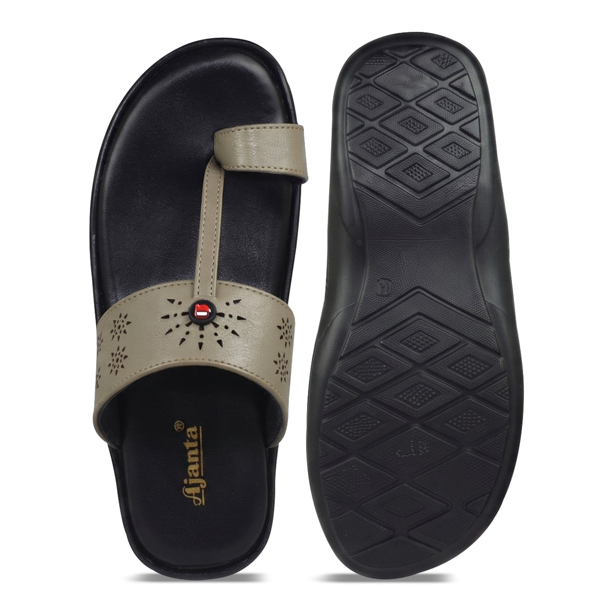 AJANTA Lightweight Kolhapuri Chappal For Men | Traditional Ethnic Toe Ring Sandals | Comfortable Cushioned Anti-Skid Chappal | Daily Wear, Wedding, Puja & Special Occasions Casual Footwear for Men