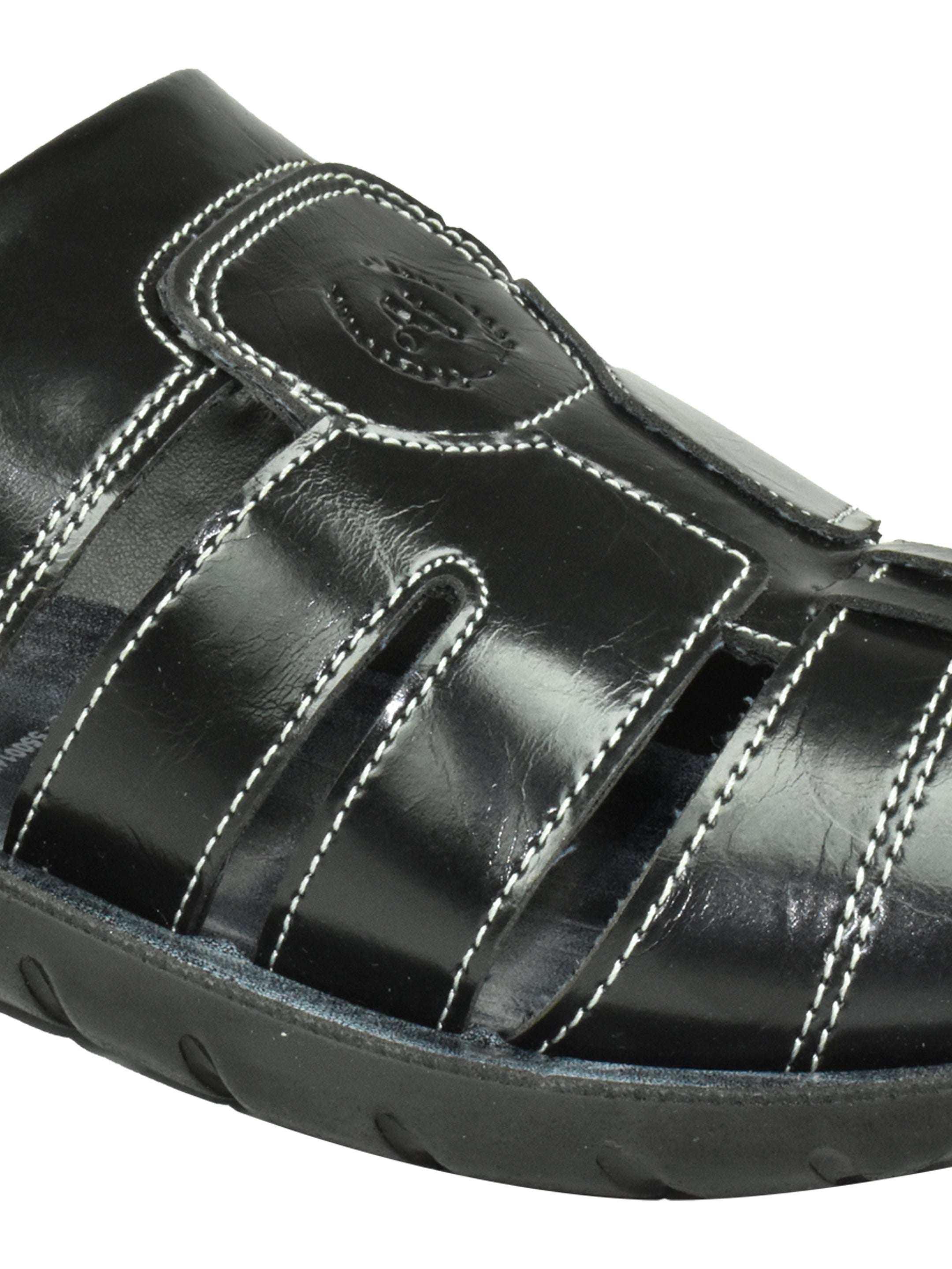 Ajanta Men’s Sleek Black Slip-On Sandal with PU Sole & Premium Leather-Look Finish