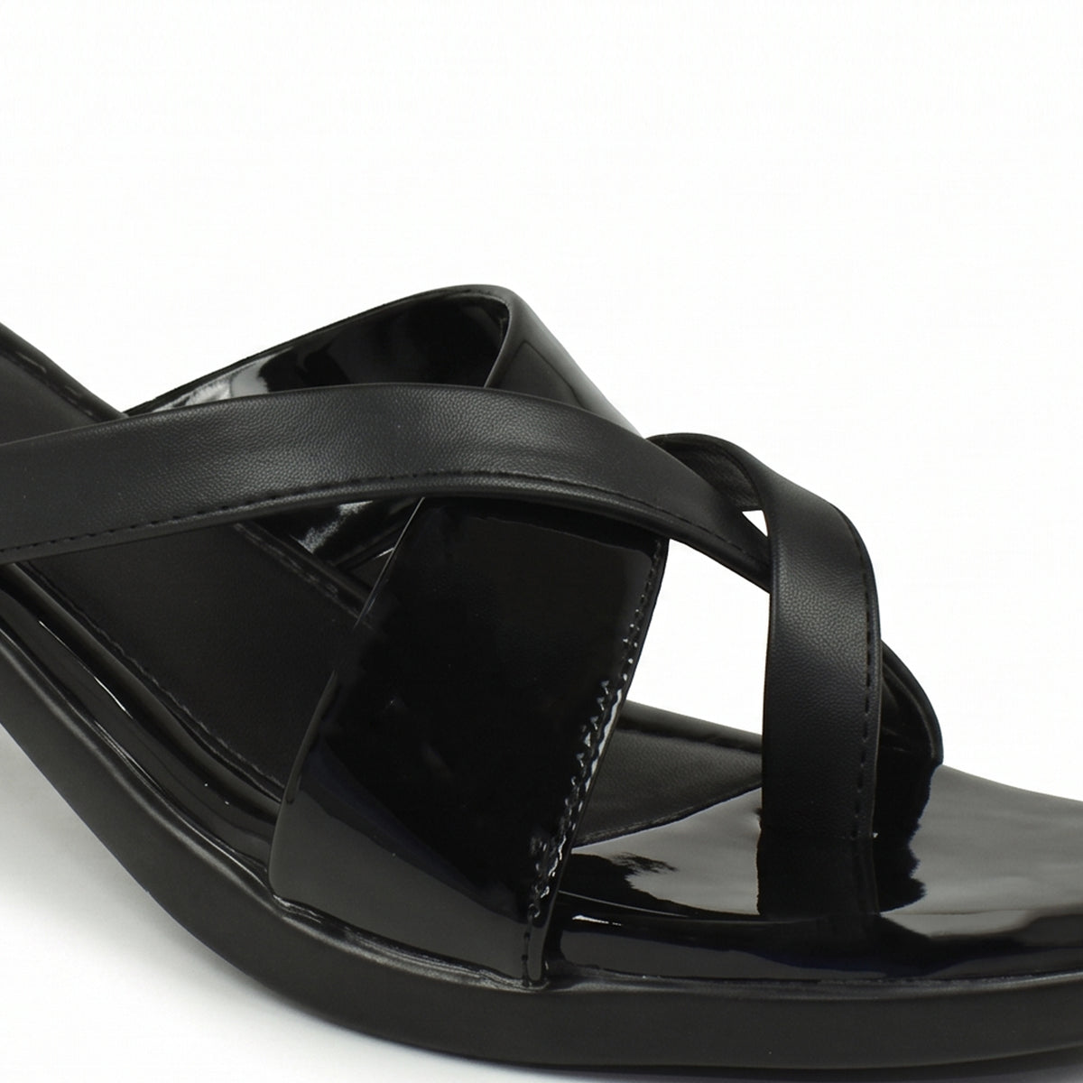 AJANTA Black Heels Sandals For Women | Stylish Block Heel Sandals for Women | Fashionable Wear Sandals | Cross Strap Open Toe Heels | Comfortable Casual Party & Occasion Wear Footwear
