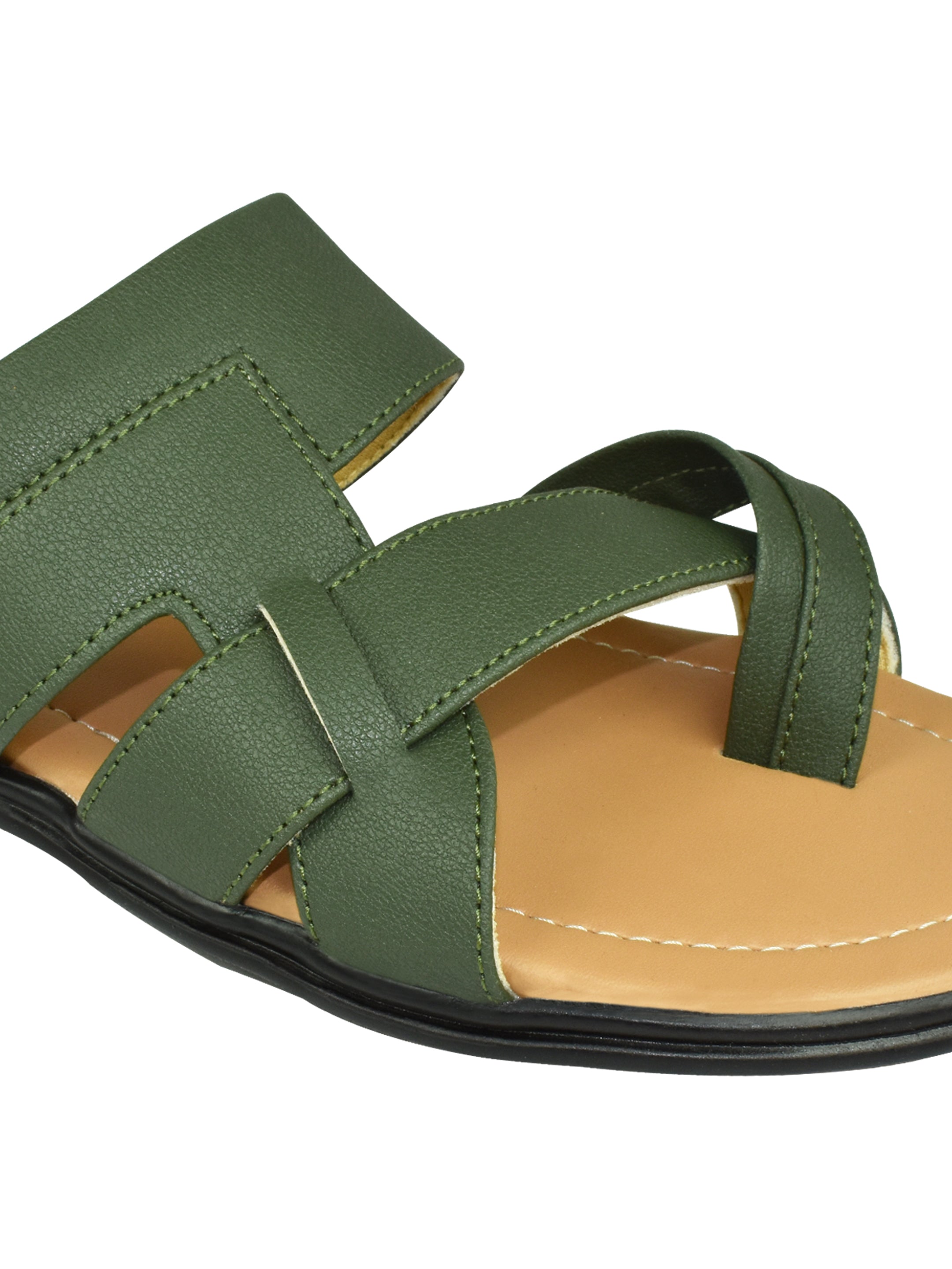 AJANTA Men's Olive Green General Chappal | Airmax Upper | Durable Synthetic Sole | Lightweight Sandal EG3024